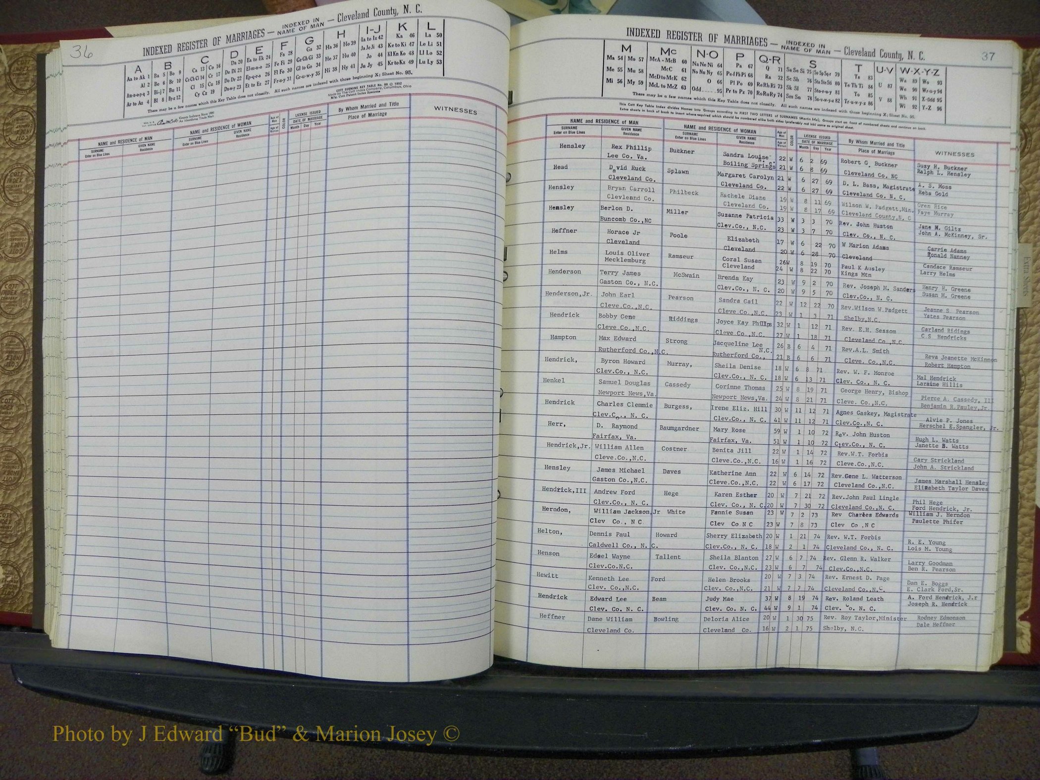 Cleveland Co, NC Marriage Book 8, A-Z, 1969-1981 (63).JPG