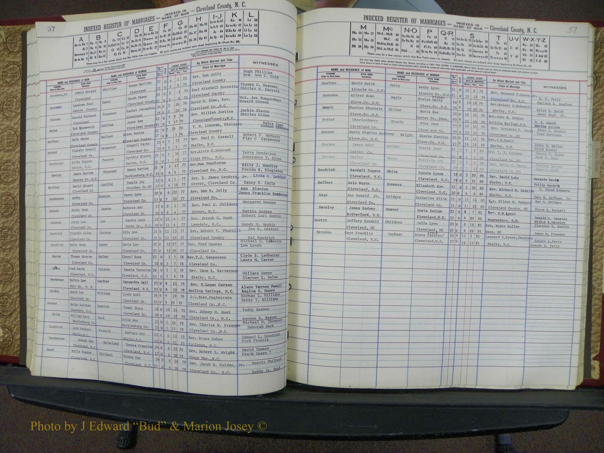Cleveland Co, NC Marriage Book 8, A-Z, 1969-1981 (64).JPG