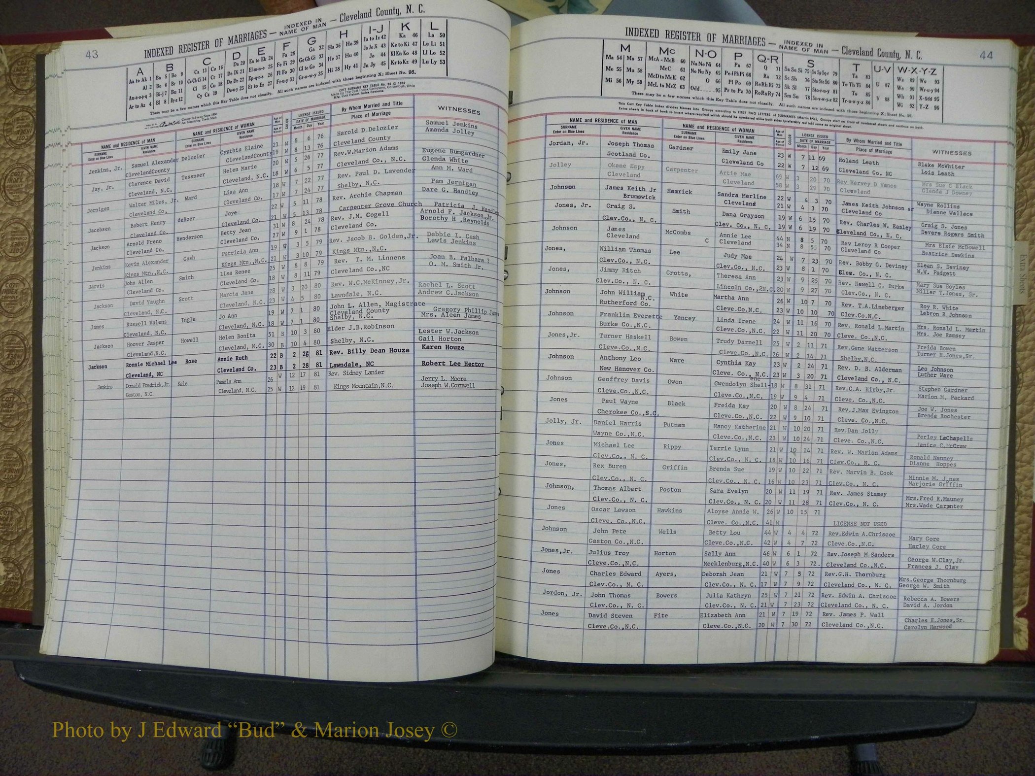 Cleveland Co, NC Marriage Book 8, A-Z, 1969-1981 (74).JPG