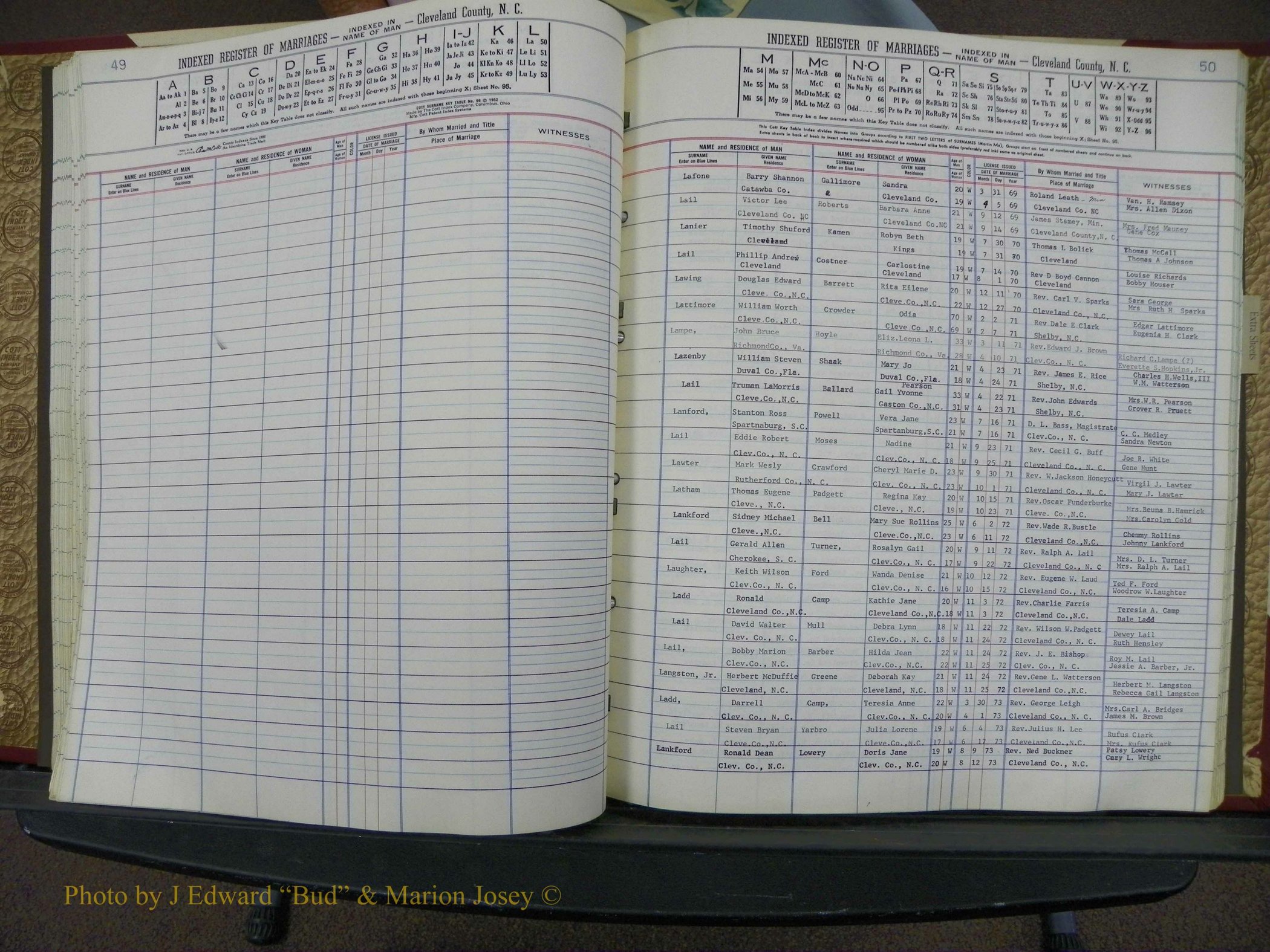 Cleveland Co, NC Marriage Book 8, A-Z, 1969-1981 (82).JPG