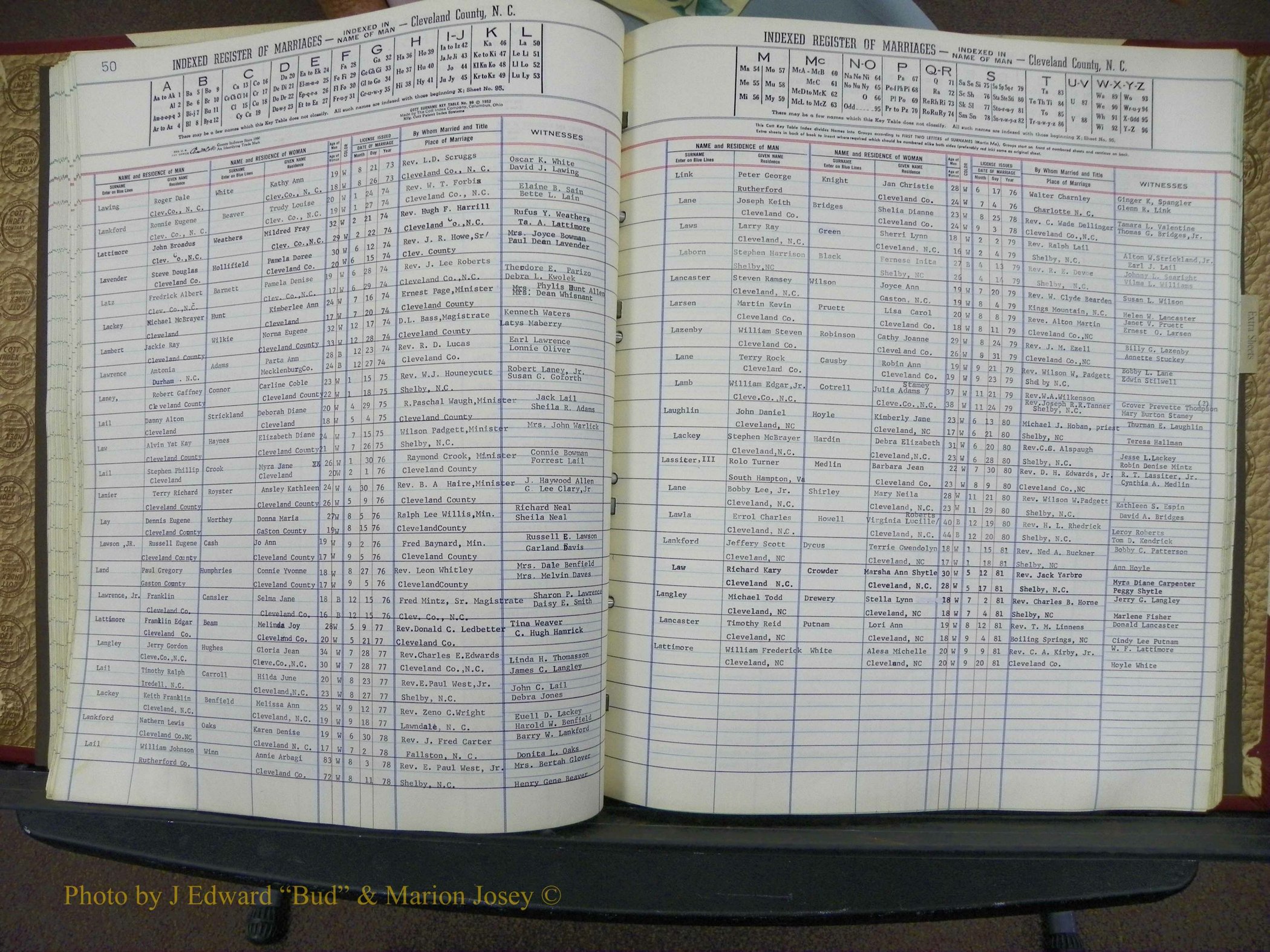 Cleveland Co, NC Marriage Book 8, A-Z, 1969-1981 (83).JPG