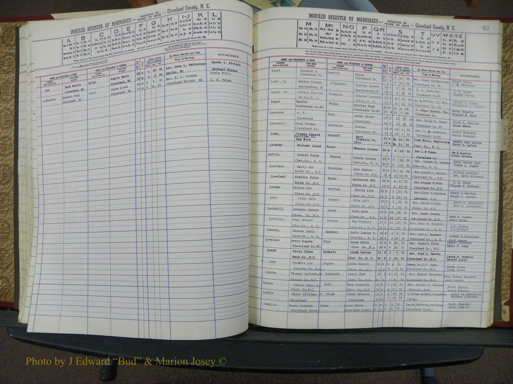Cleveland Co, NC Marriage Book 8, A-Z, 1969-1981 (86).JPG