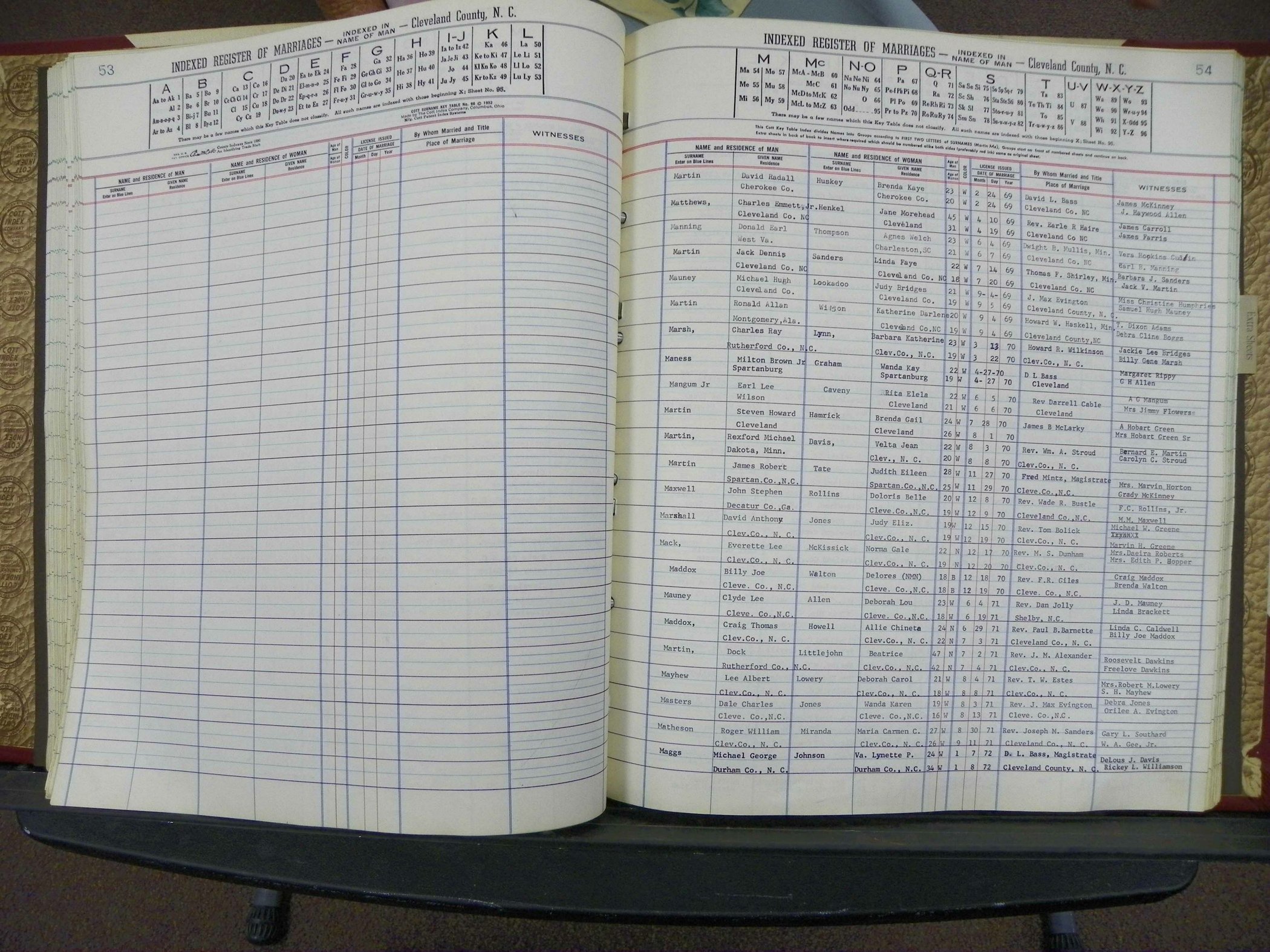 Cleveland Co, NC Marriage Book 8, A-Z, 1969-1981 (88).JPG