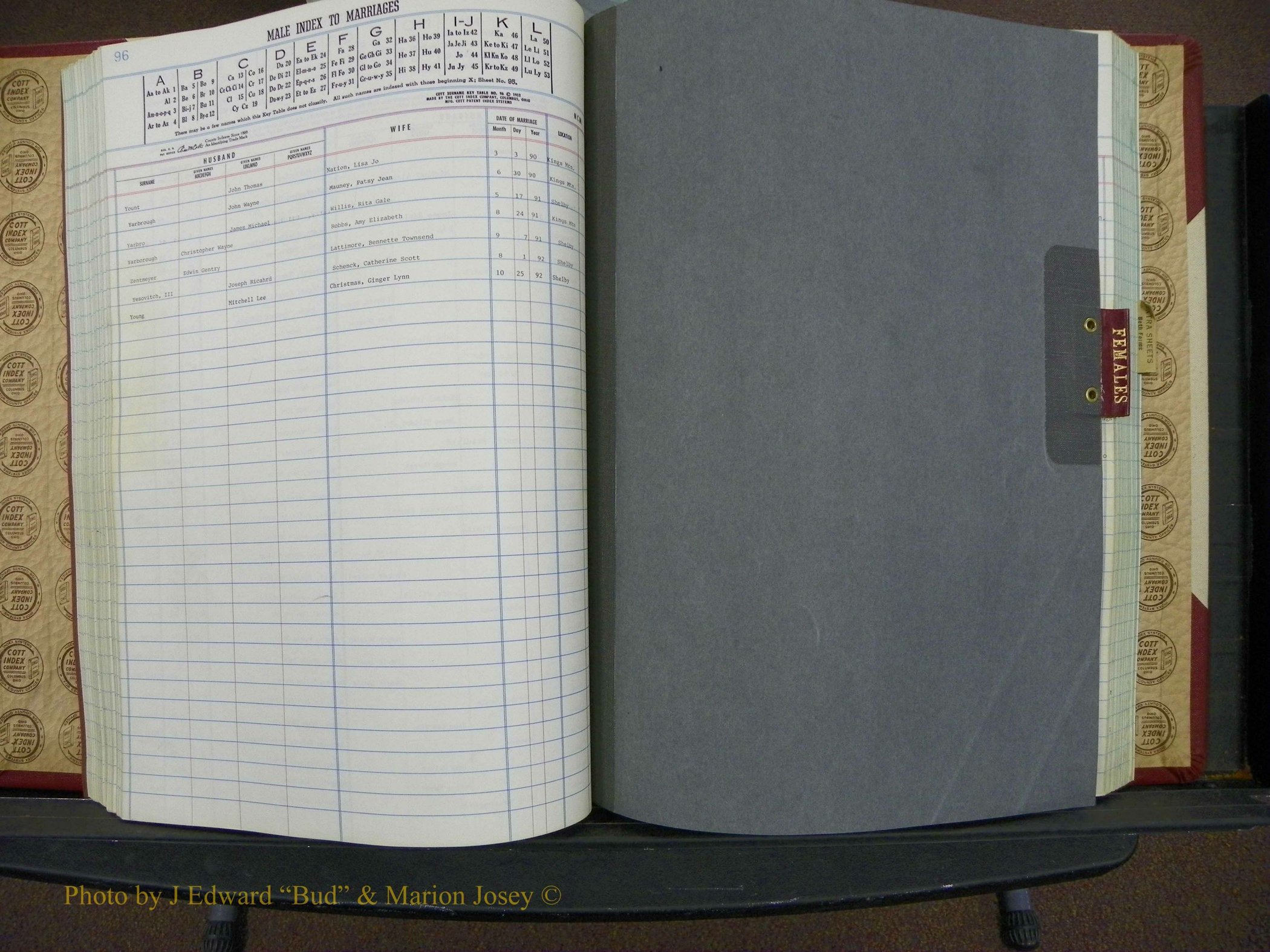 Cleveland Marriage Female Index, Book 9 002.JPG