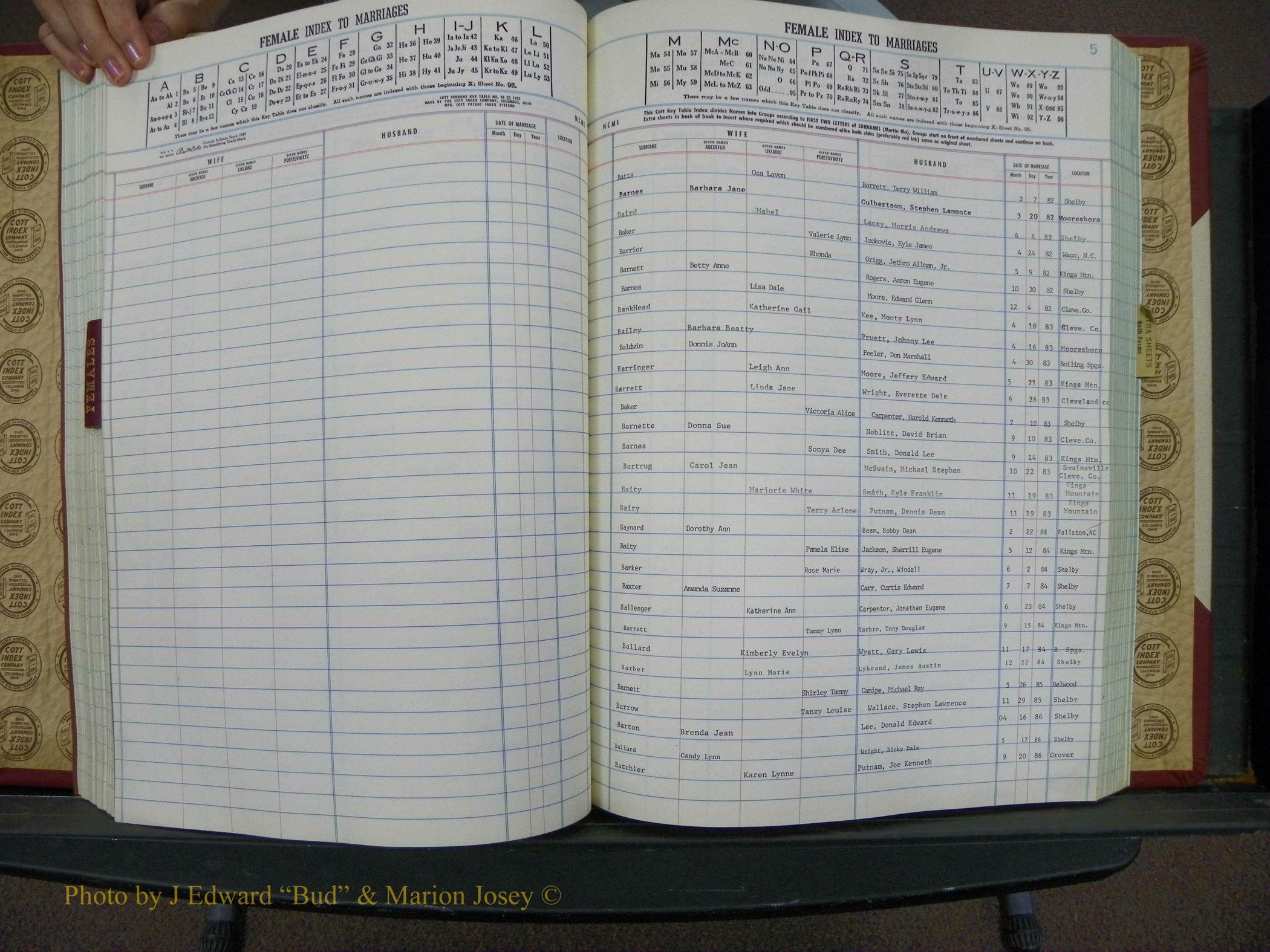 Cleveland Marriage Female Index, Book 9 008.JPG