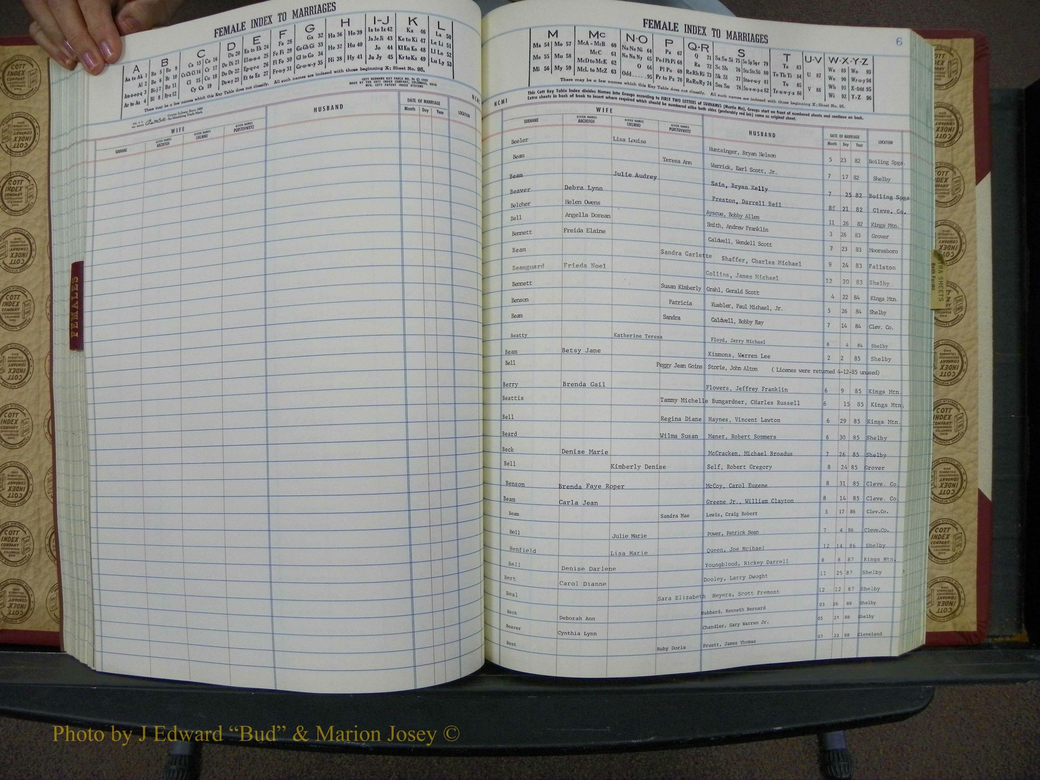Cleveland Marriage Female Index, Book 9 010.JPG
