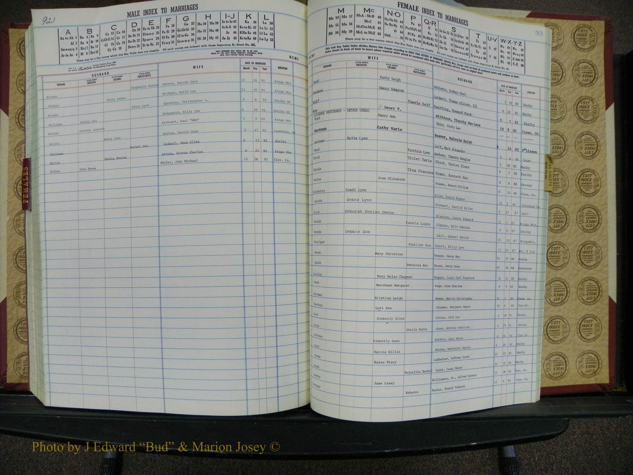 Cleveland Marriage Female Index, Book 9 136.JPG