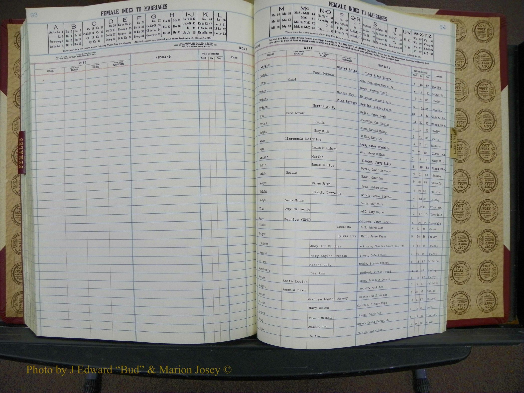 Cleveland Marriage Female Index, Book 9 137.JPG
