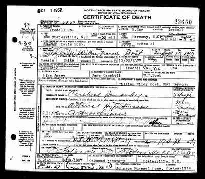 Bost, Mary Frances Josey, Iredell Co, NC.jpg