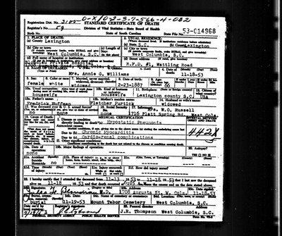 Williams, Annie G Huffman, Lexington Co, SC.jpg