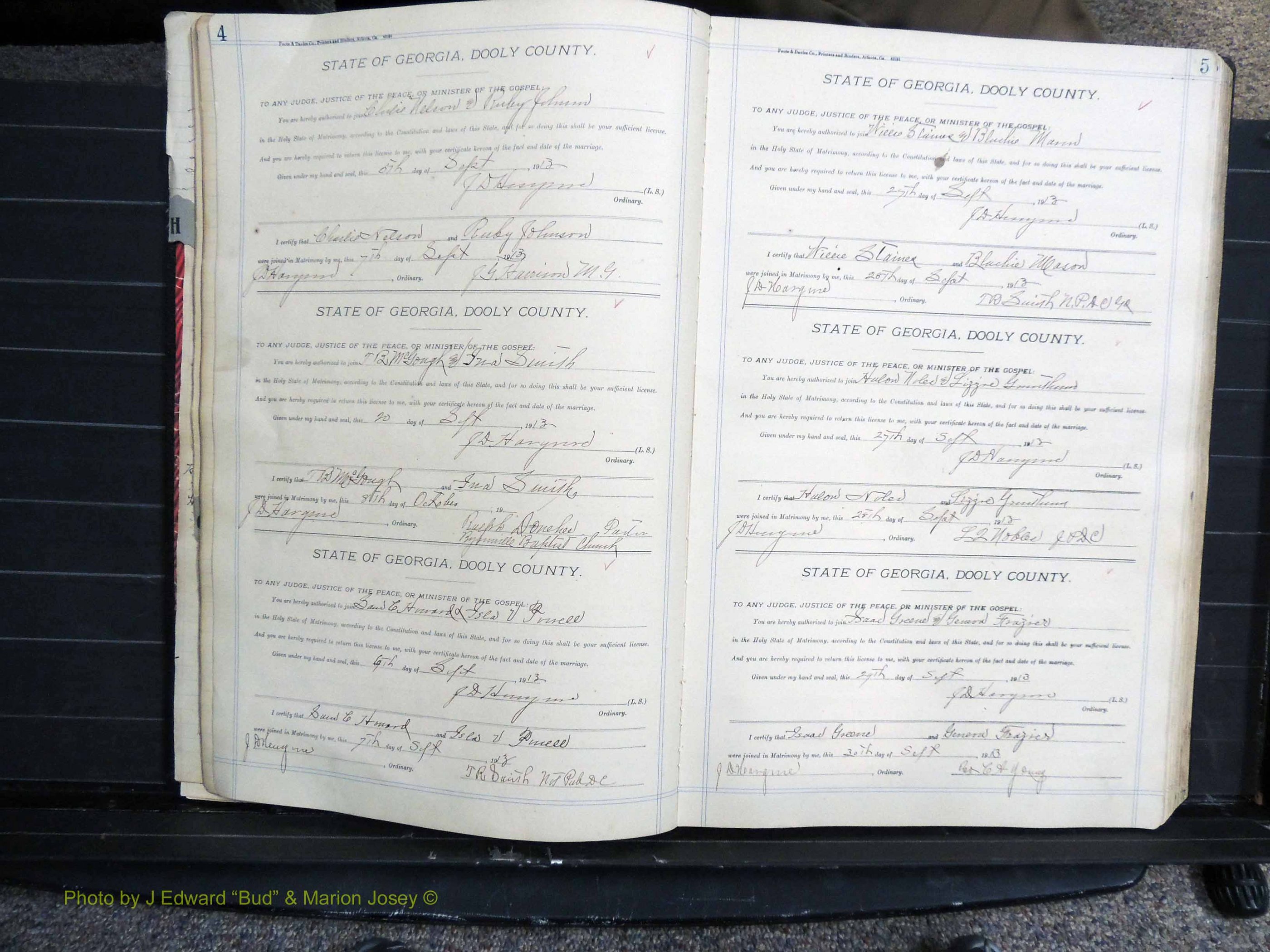 Dooly Co, GA, Marriages, Book, G, 1913-1930 pg 004-005.JPG