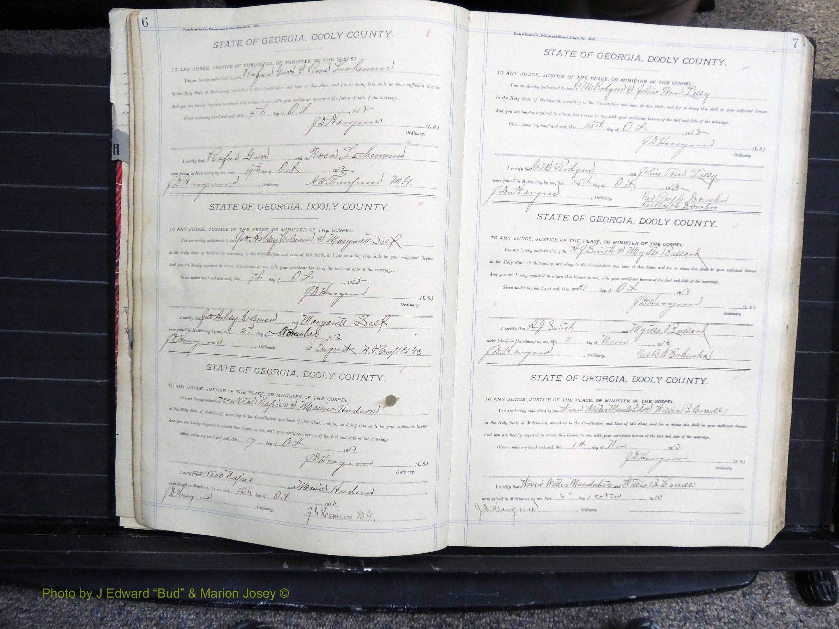 Dooly Co, GA, Marriages, Book, G, 1913-1930 pg 006-007.JPG