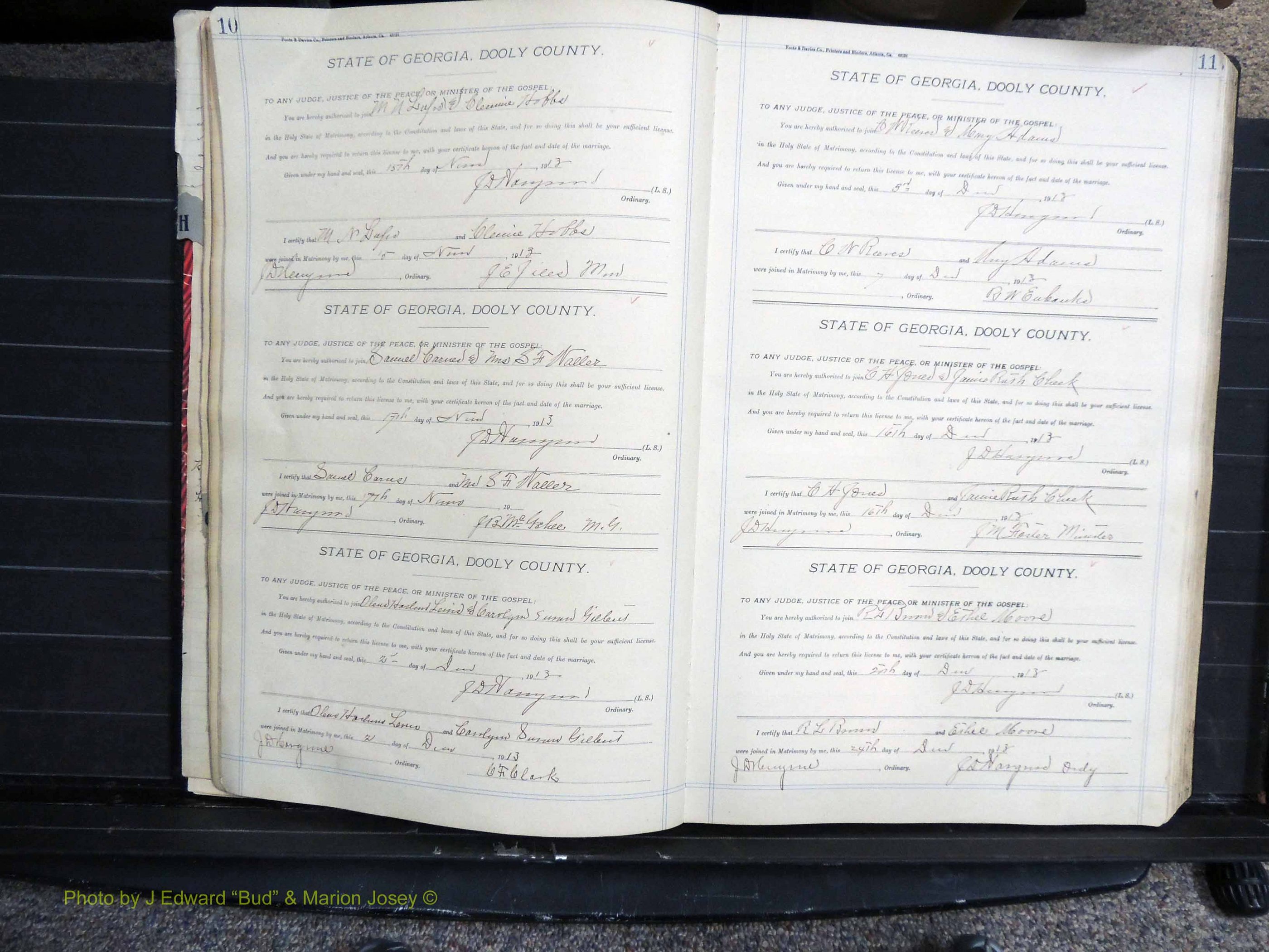 Dooly Co, GA, Marriages, Book, G, 1913-1930 pg 010-011.JPG