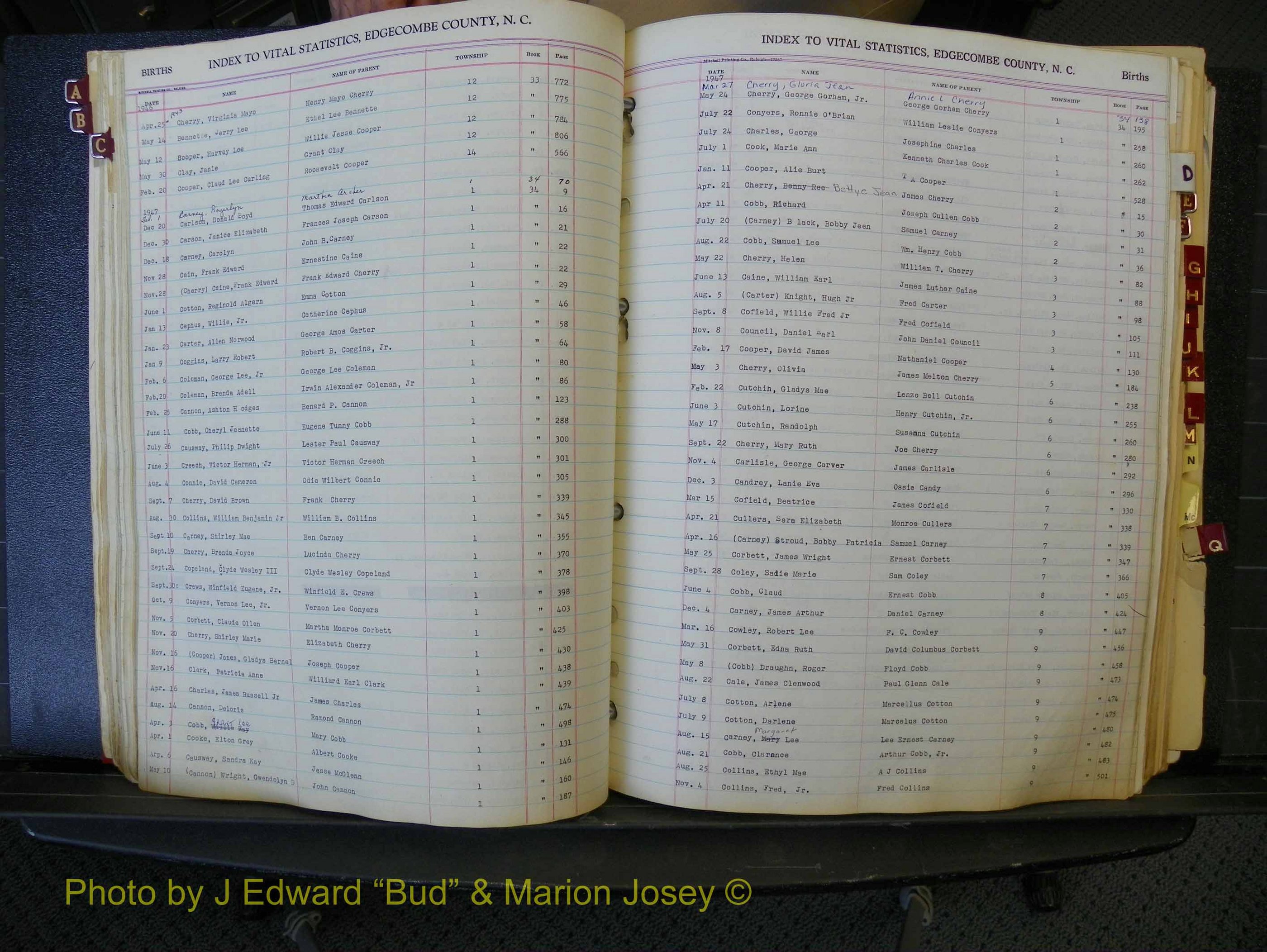 Edgecombe Births, A-Z, 1934-1949 (169).JPG