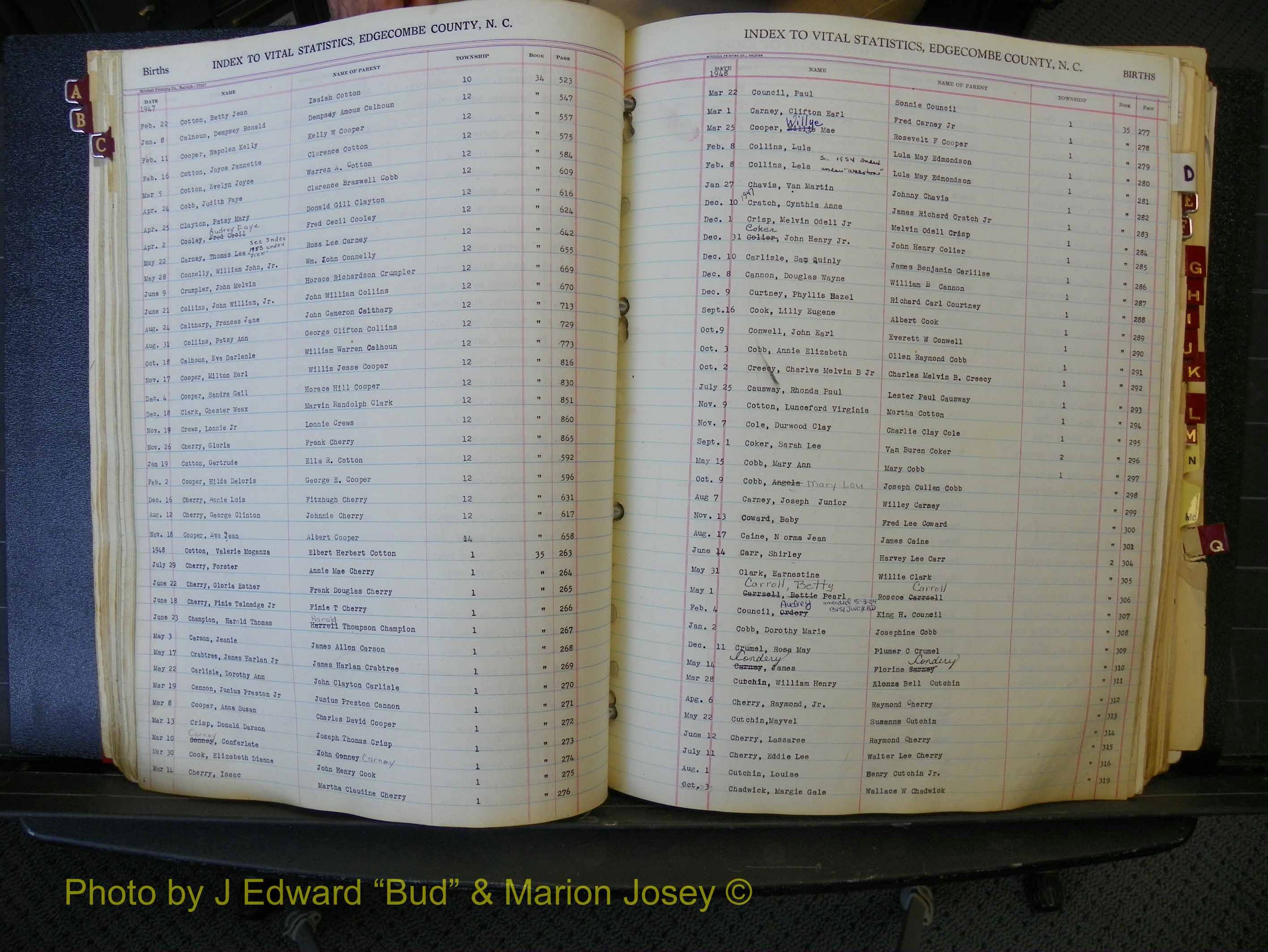 Edgecombe Births, A-Z, 1934-1949 (170).JPG