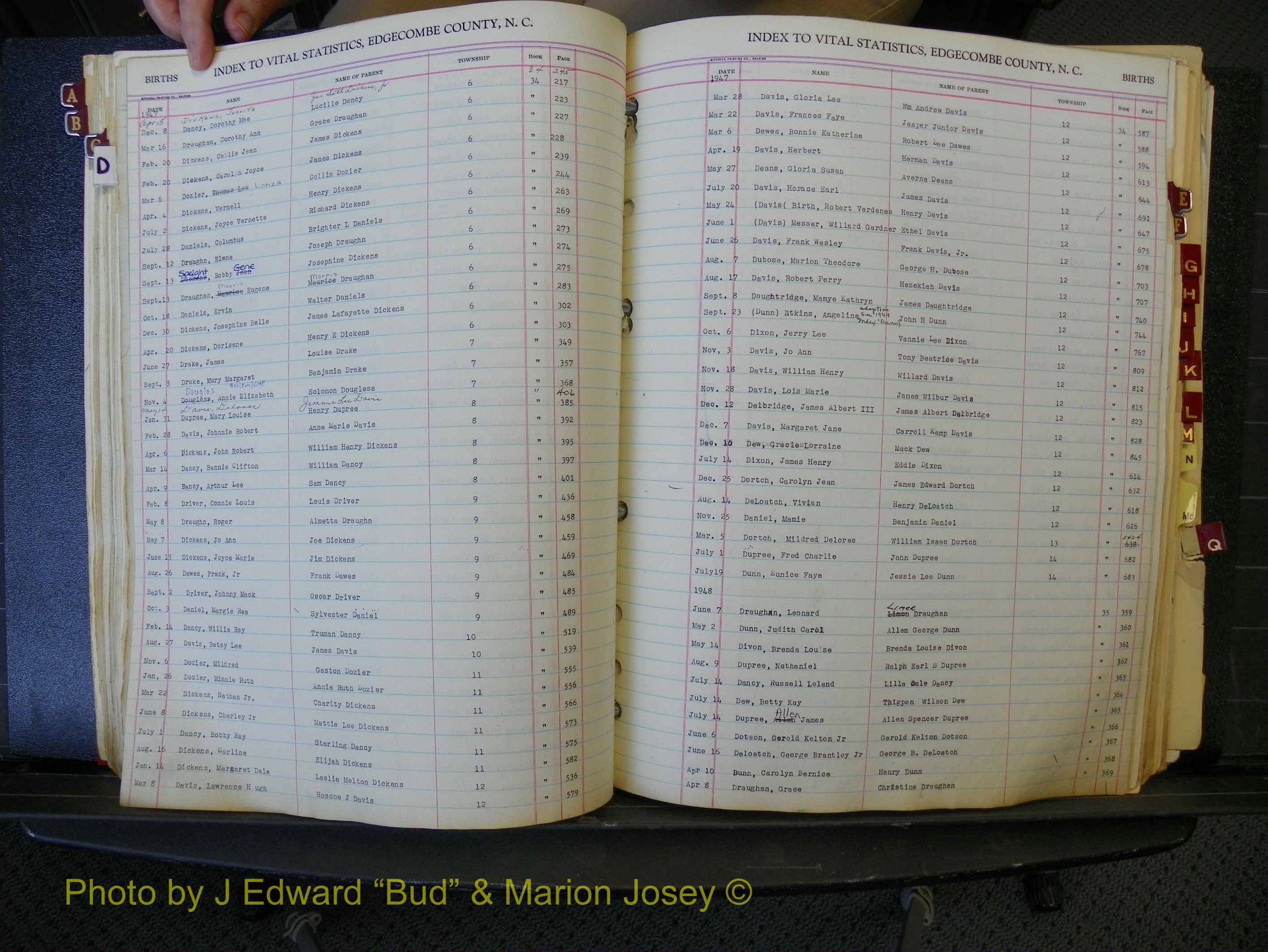 Edgecombe Births, A-Z, 1934-1949 (189).JPG