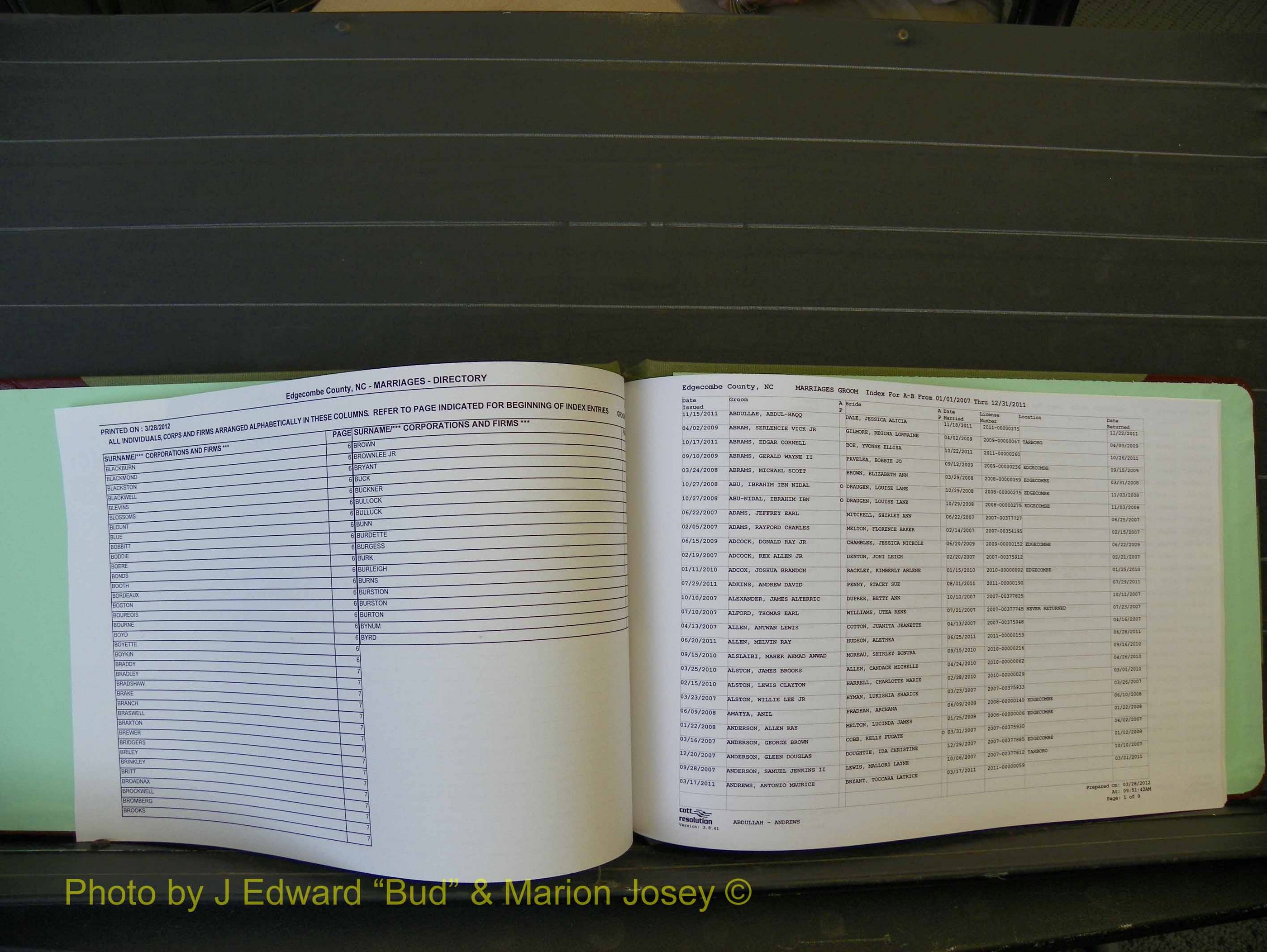 Edgecombe Marriages, A-Z, 2007+ (102).JPG