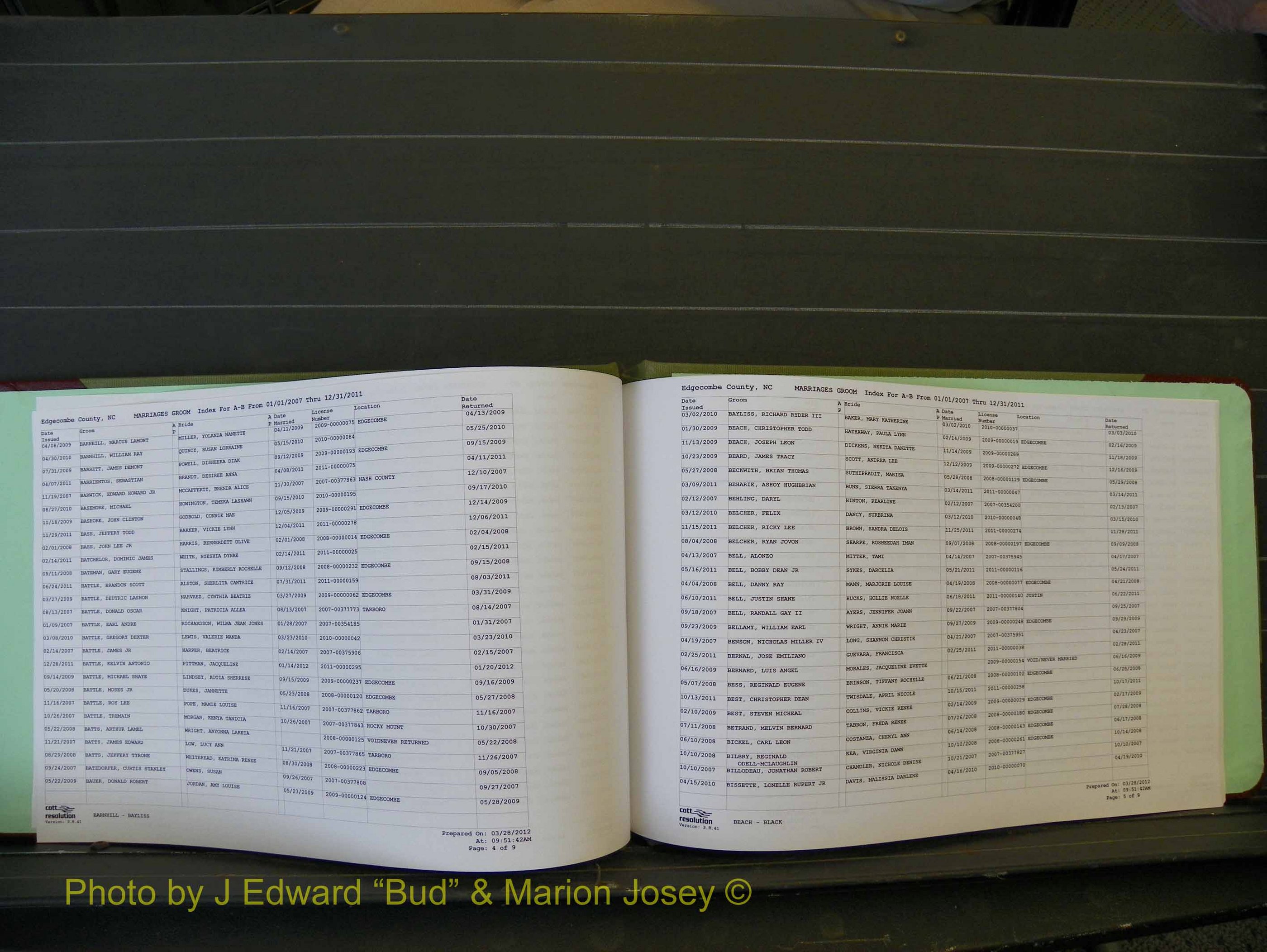 Edgecombe Marriages, A-Z, 2007+ (104).JPG