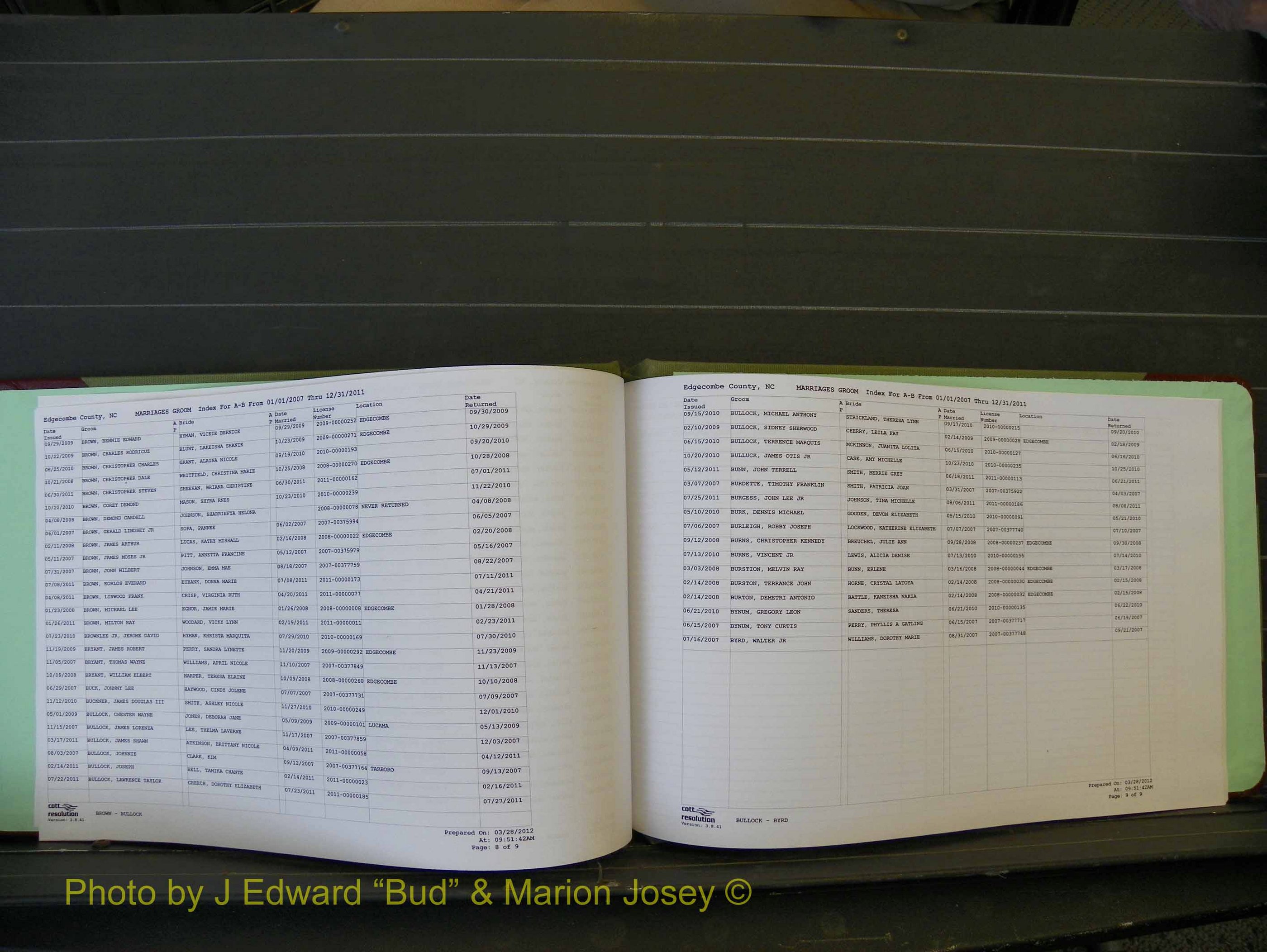 Edgecombe Marriages, A-Z, 2007+ (106).JPG
