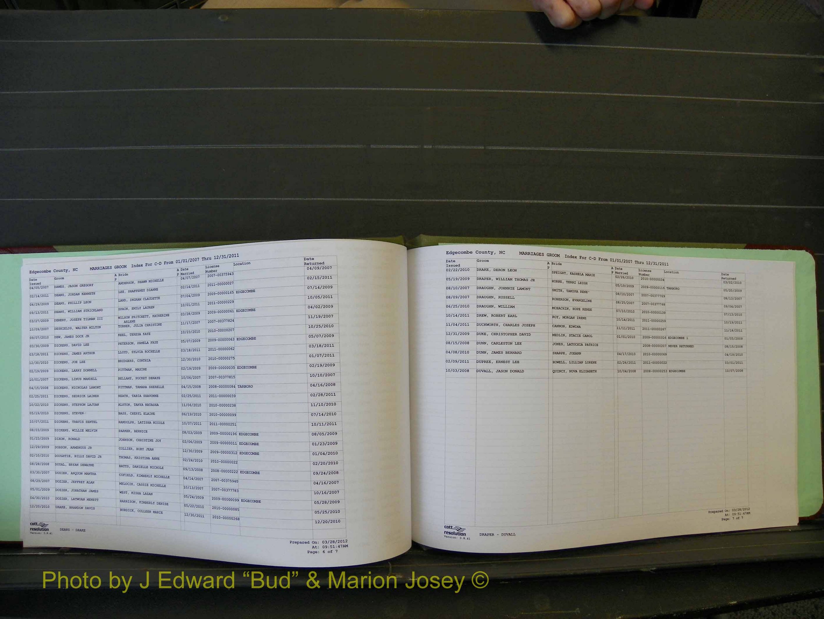 Edgecombe Marriages, A-Z, 2007+ (111).JPG