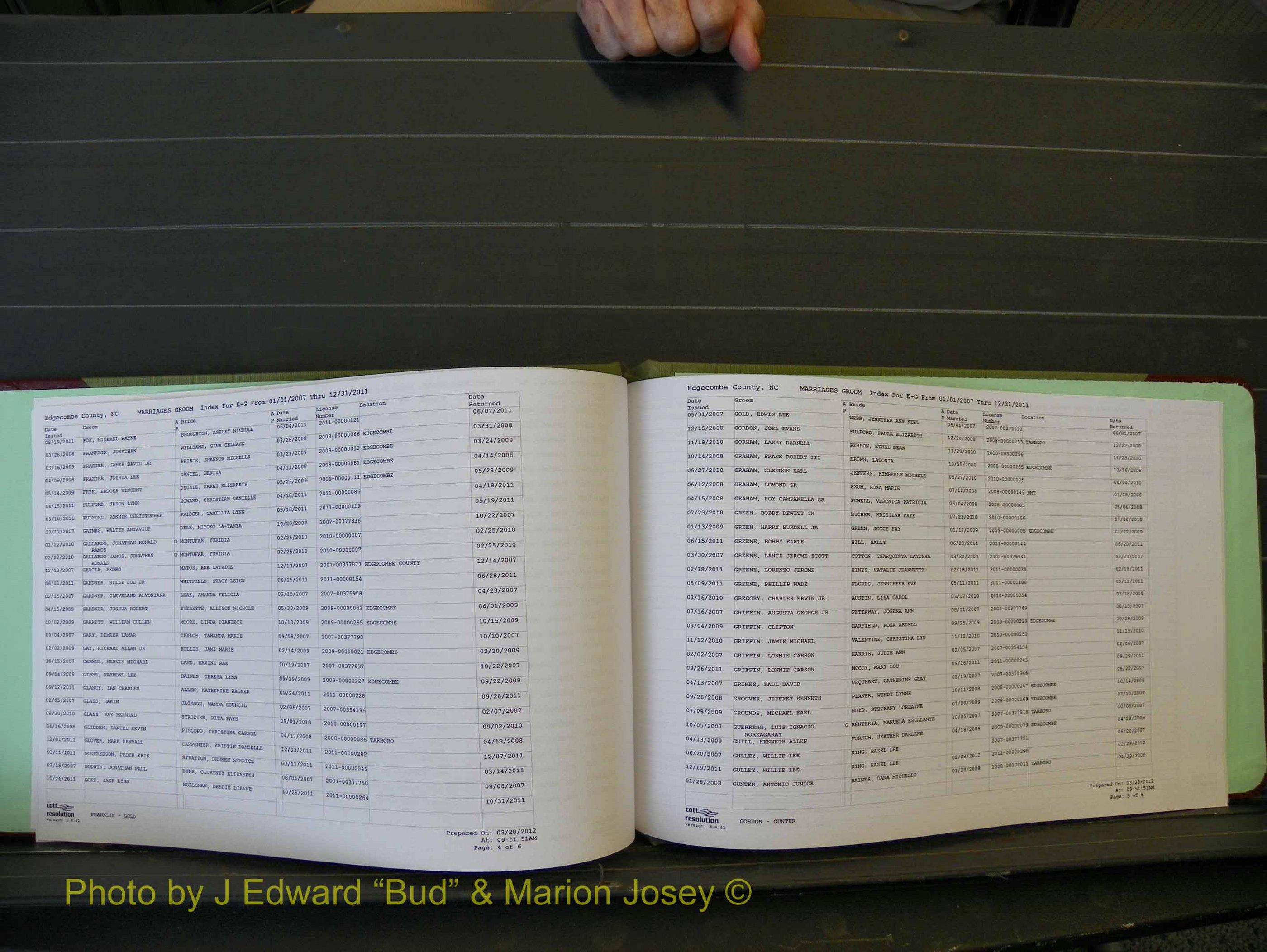 Edgecombe Marriages, A-Z, 2007+ (115).JPG