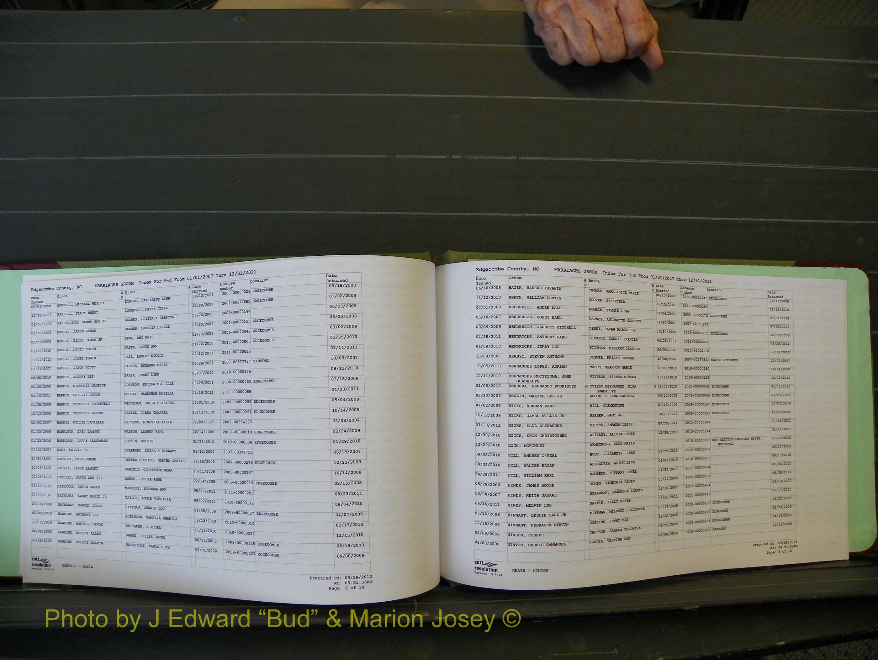 Edgecombe Marriages, A-Z, 2007+ (118).JPG