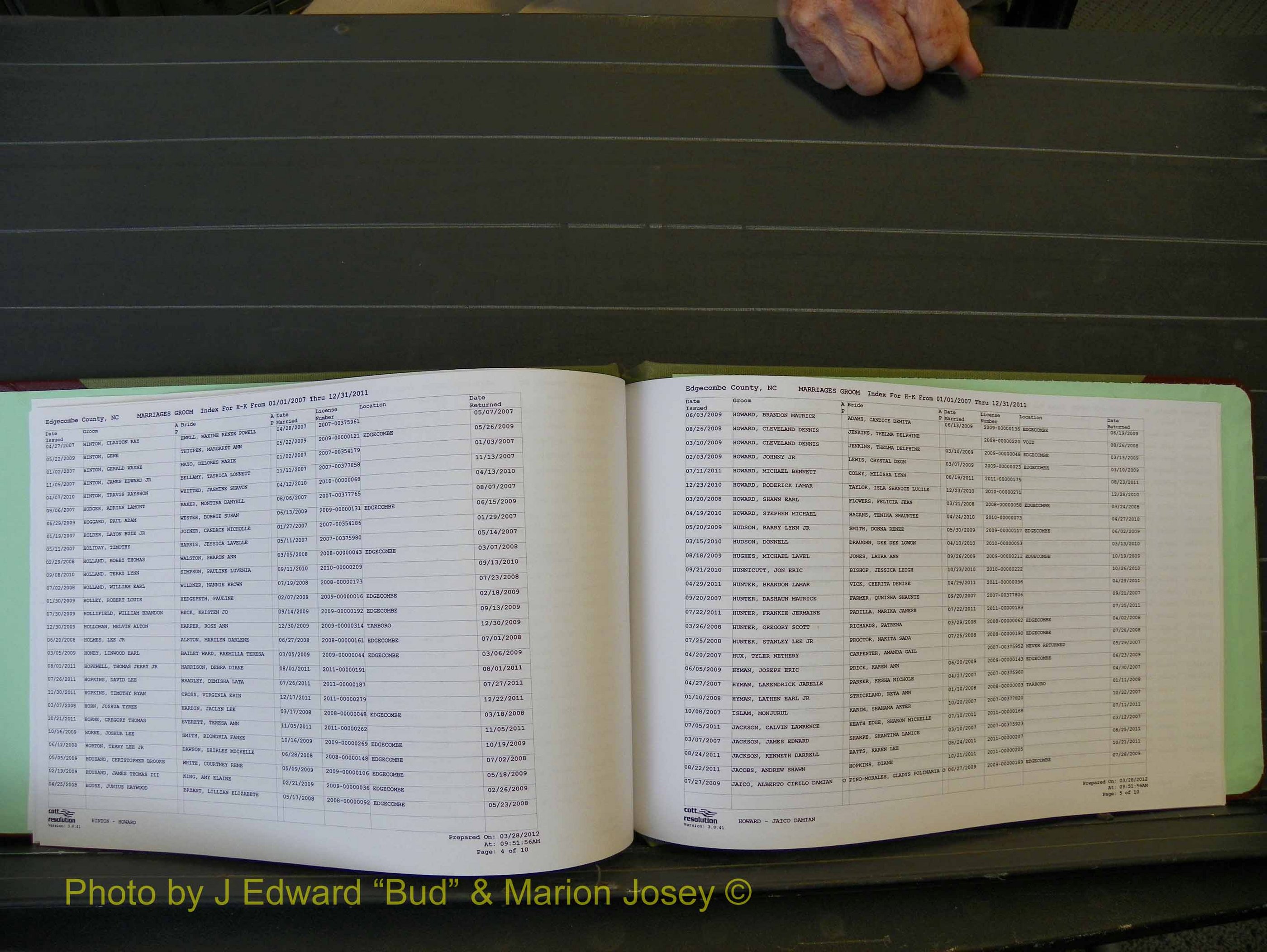Edgecombe Marriages, A-Z, 2007+ (119).JPG