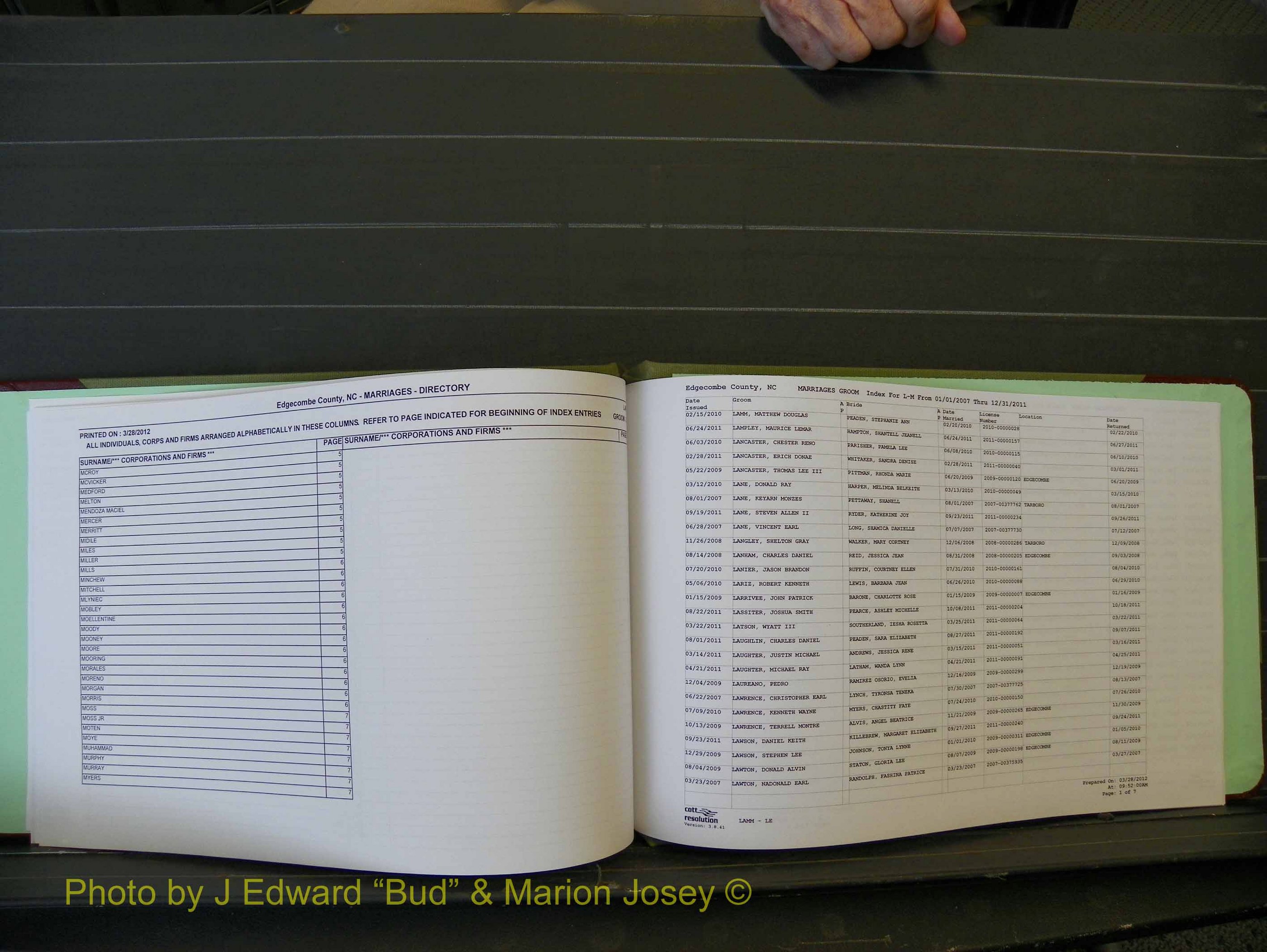 Edgecombe Marriages, A-Z, 2007+ (123).JPG