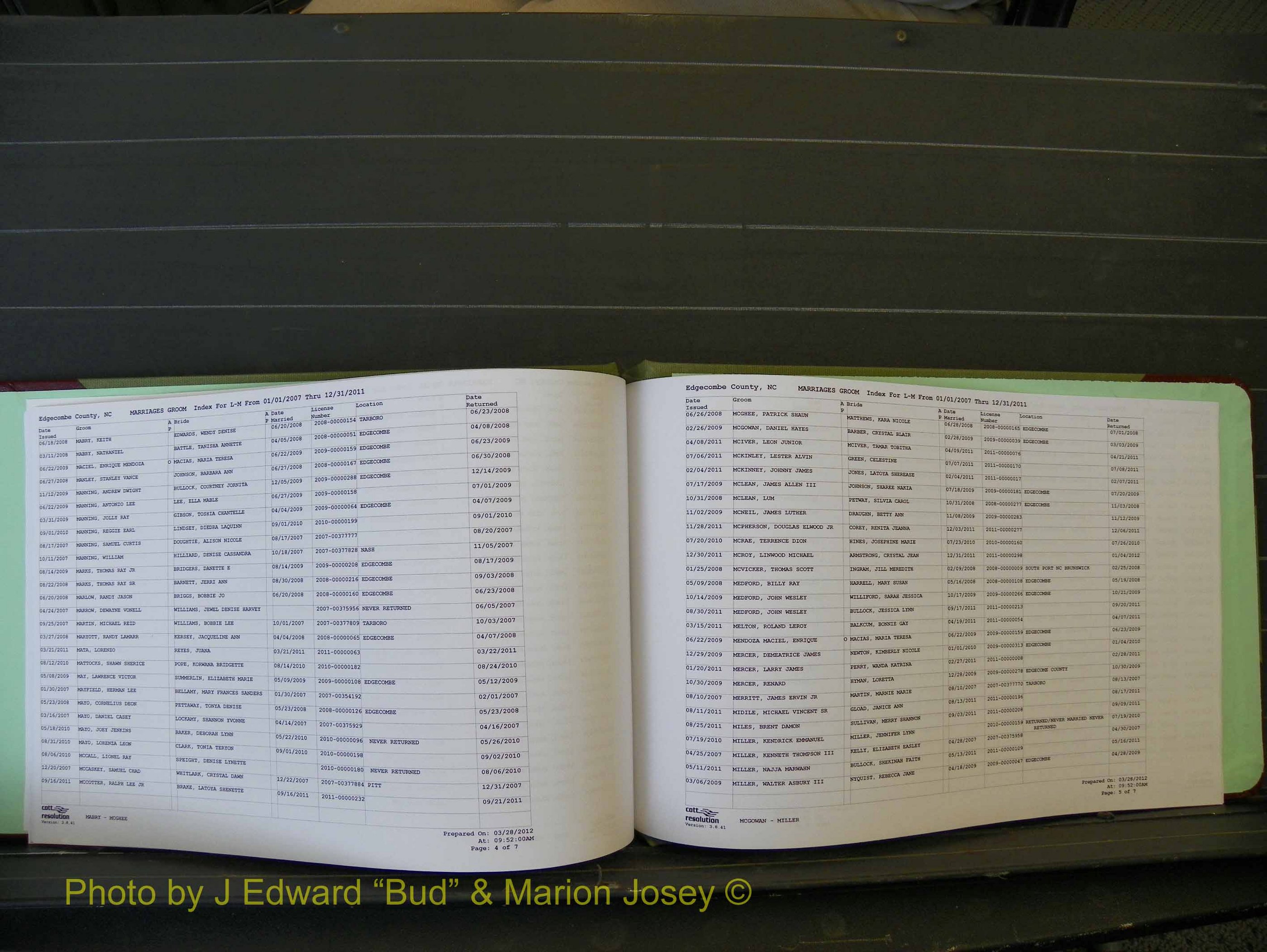Edgecombe Marriages, A-Z, 2007+ (125).JPG
