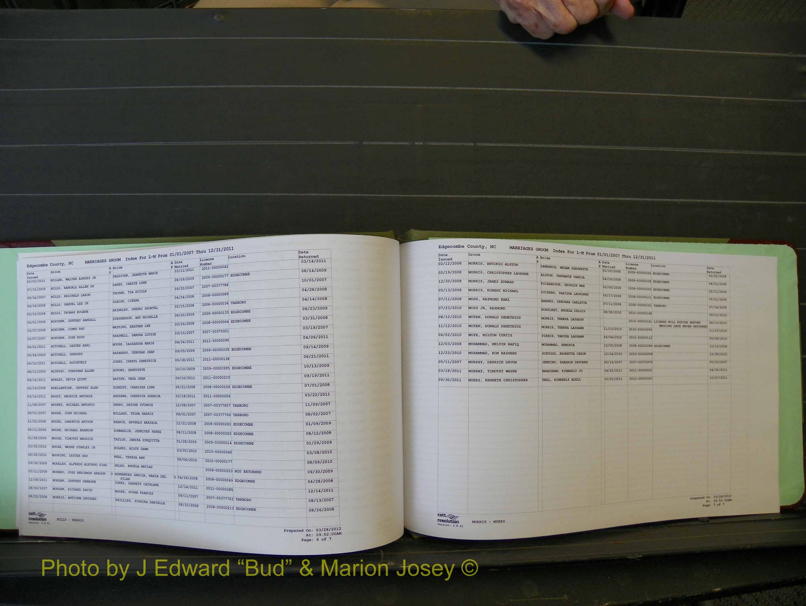 Edgecombe Marriages, A-Z, 2007+ (126).JPG