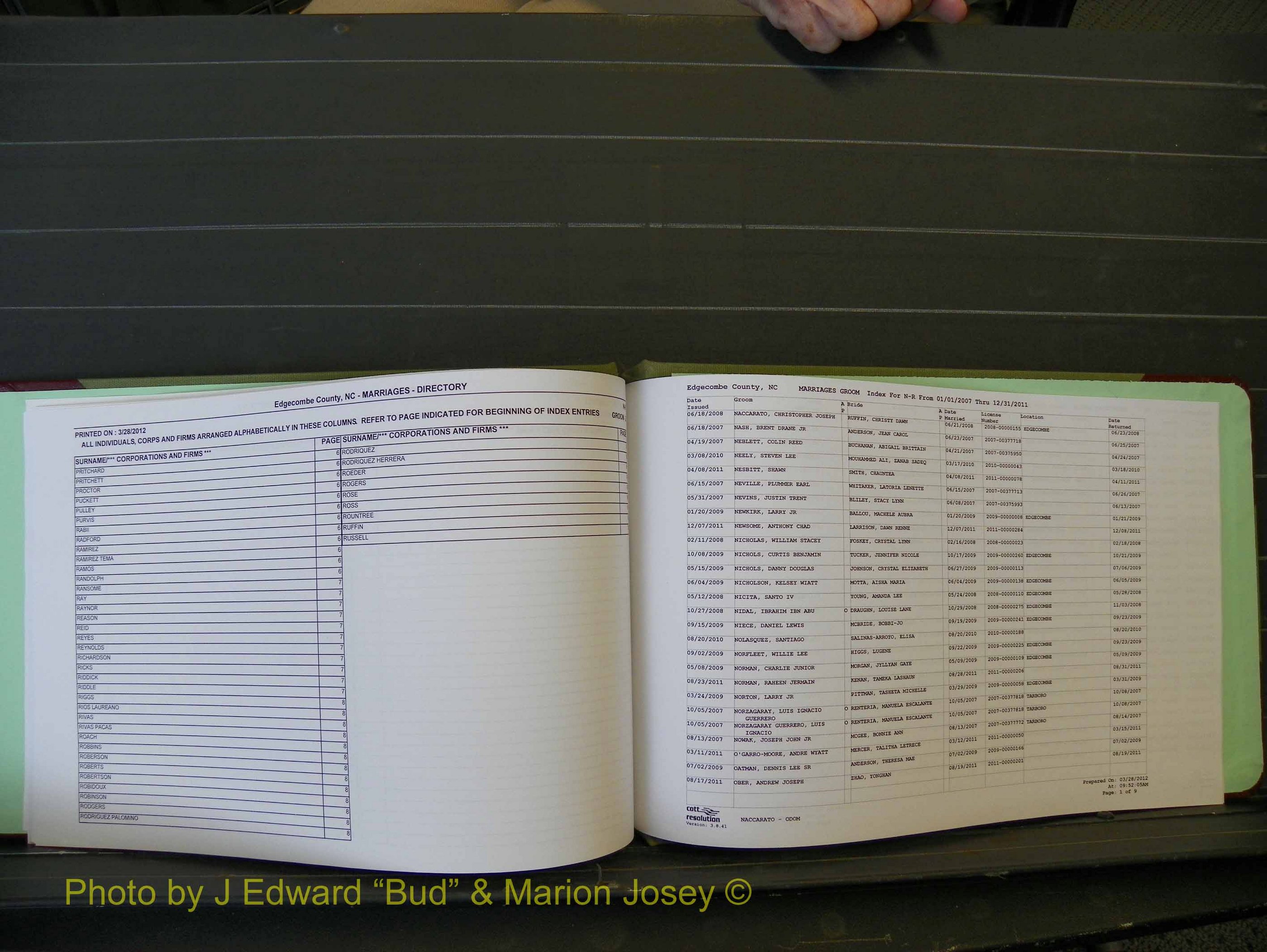 Edgecombe Marriages, A-Z, 2007+ (128).JPG