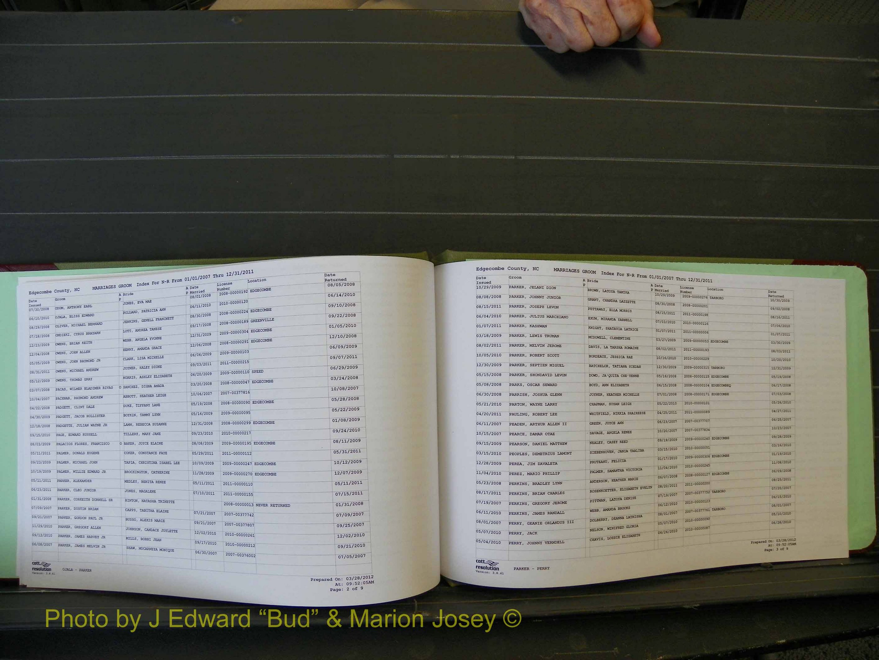 Edgecombe Marriages, A-Z, 2007+ (129).JPG