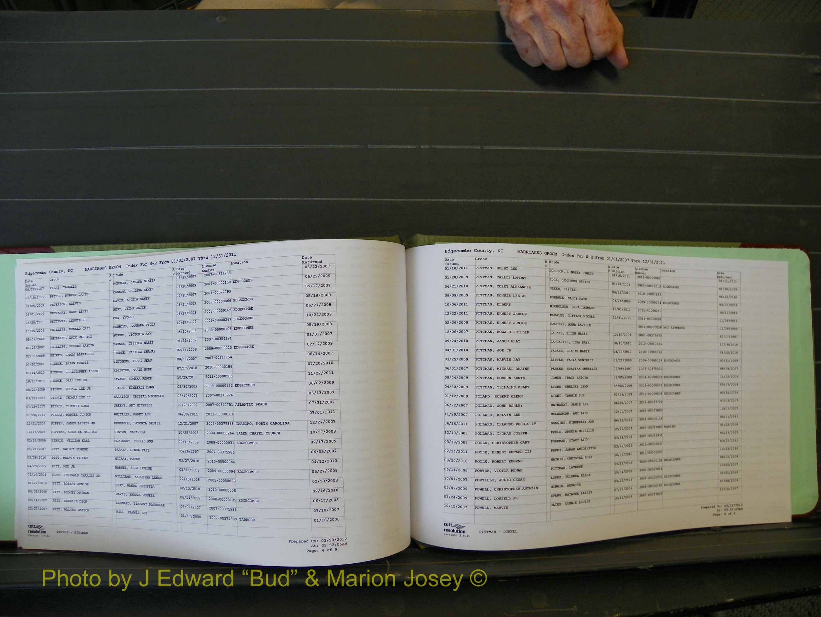 Edgecombe Marriages, A-Z, 2007+ (130).JPG