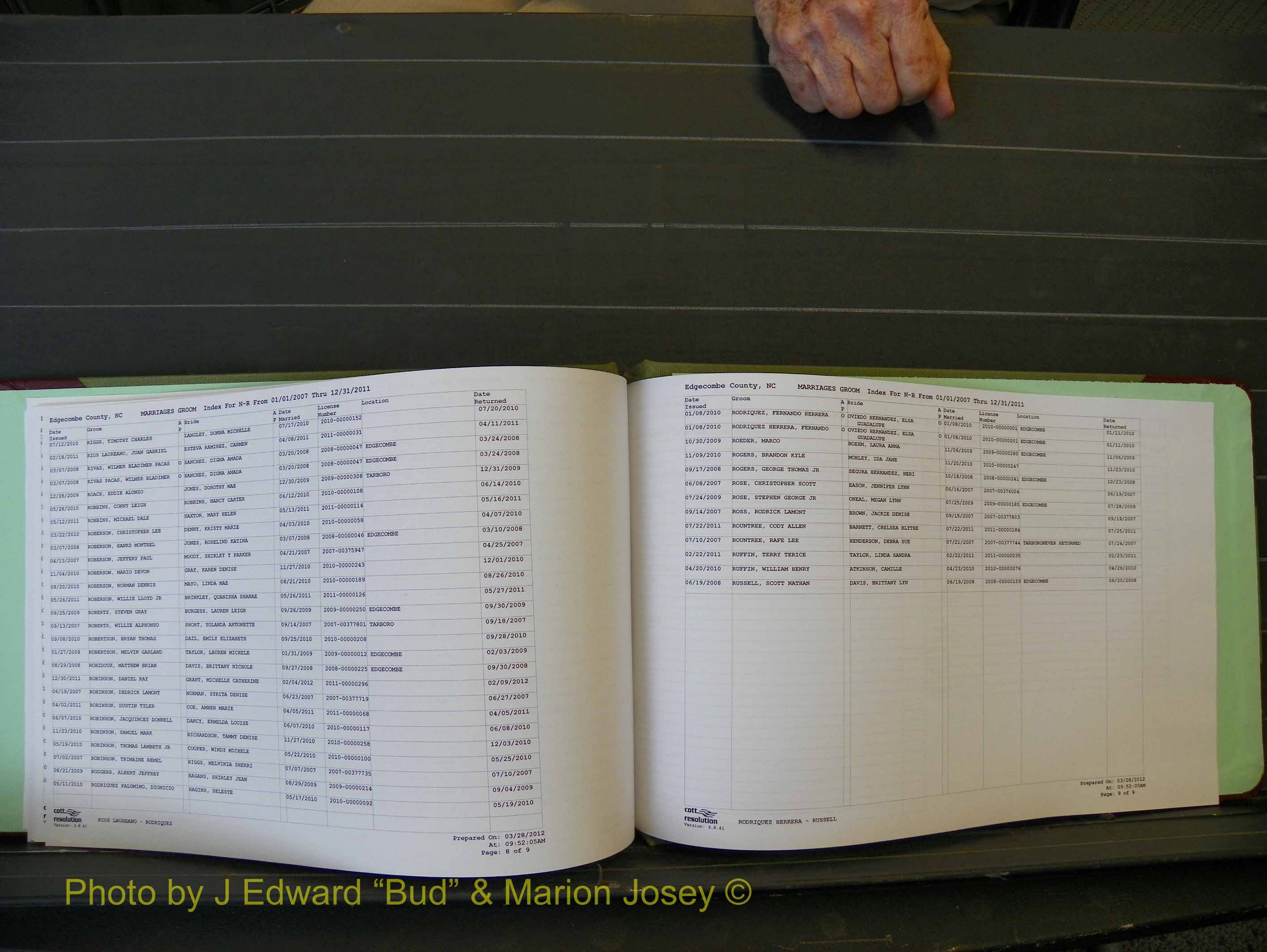 Edgecombe Marriages, A-Z, 2007+ (132).JPG