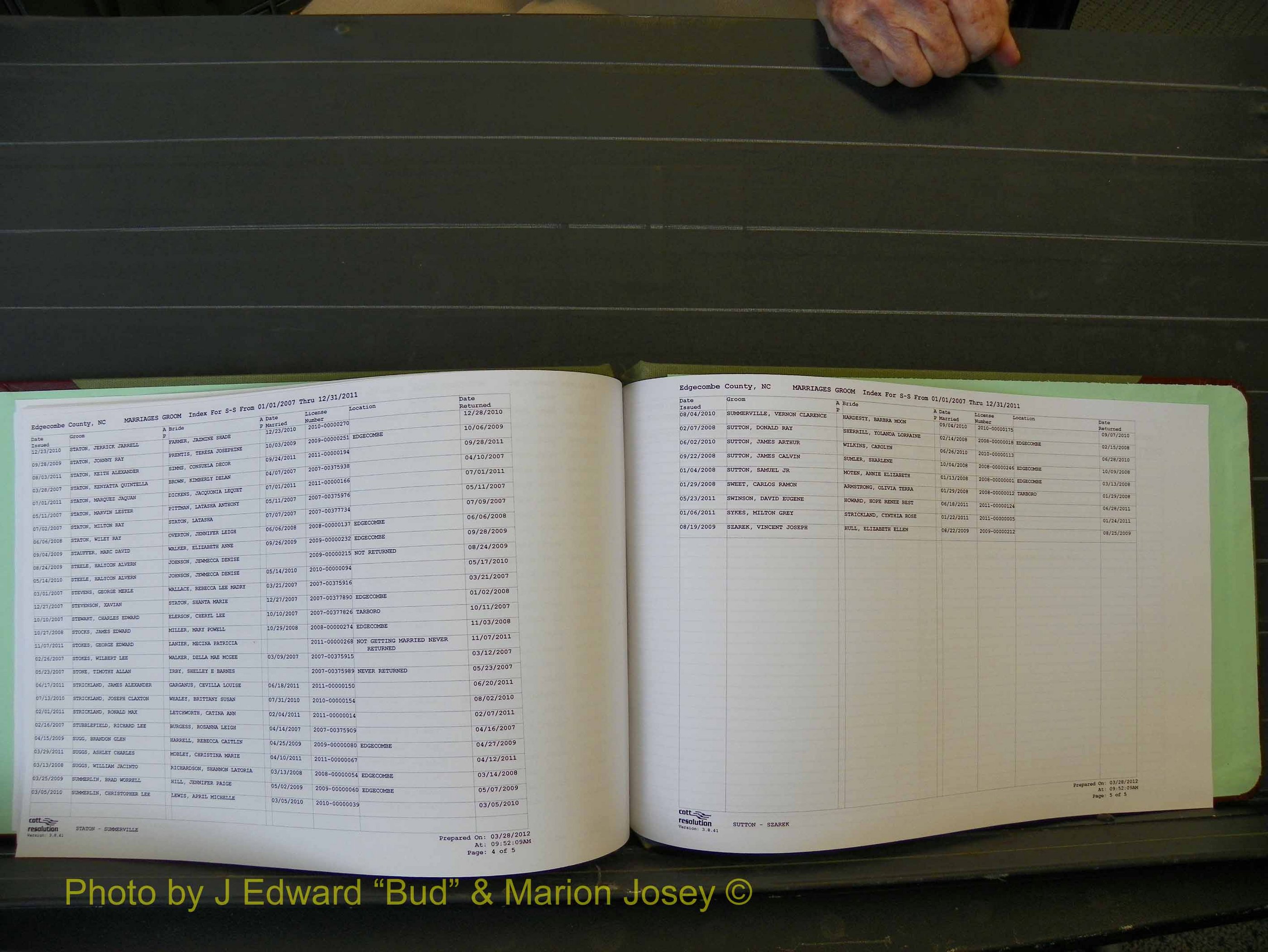 Edgecombe Marriages, A-Z, 2007+ (136).JPG