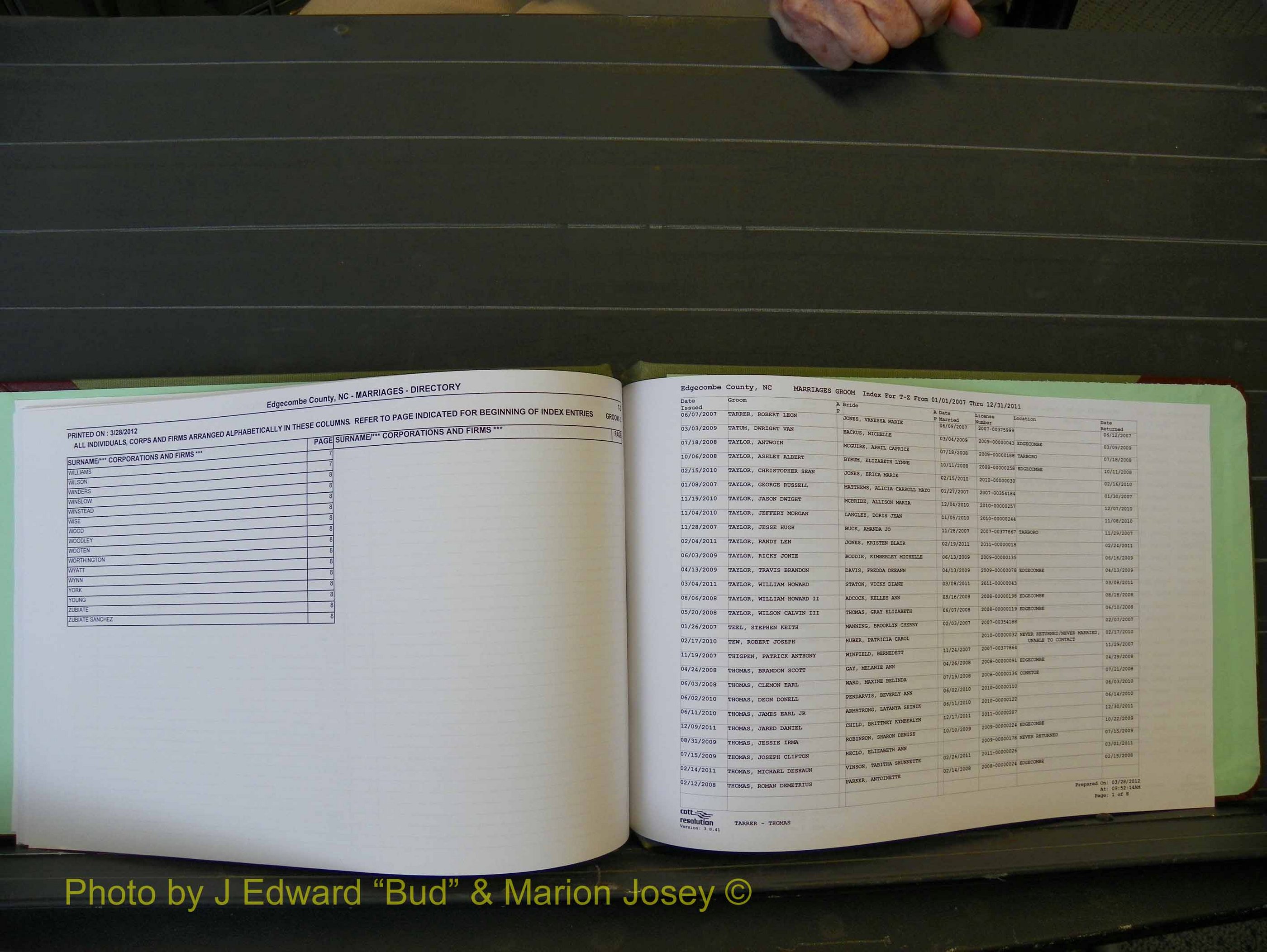 Edgecombe Marriages, A-Z, 2007+ (138).JPG