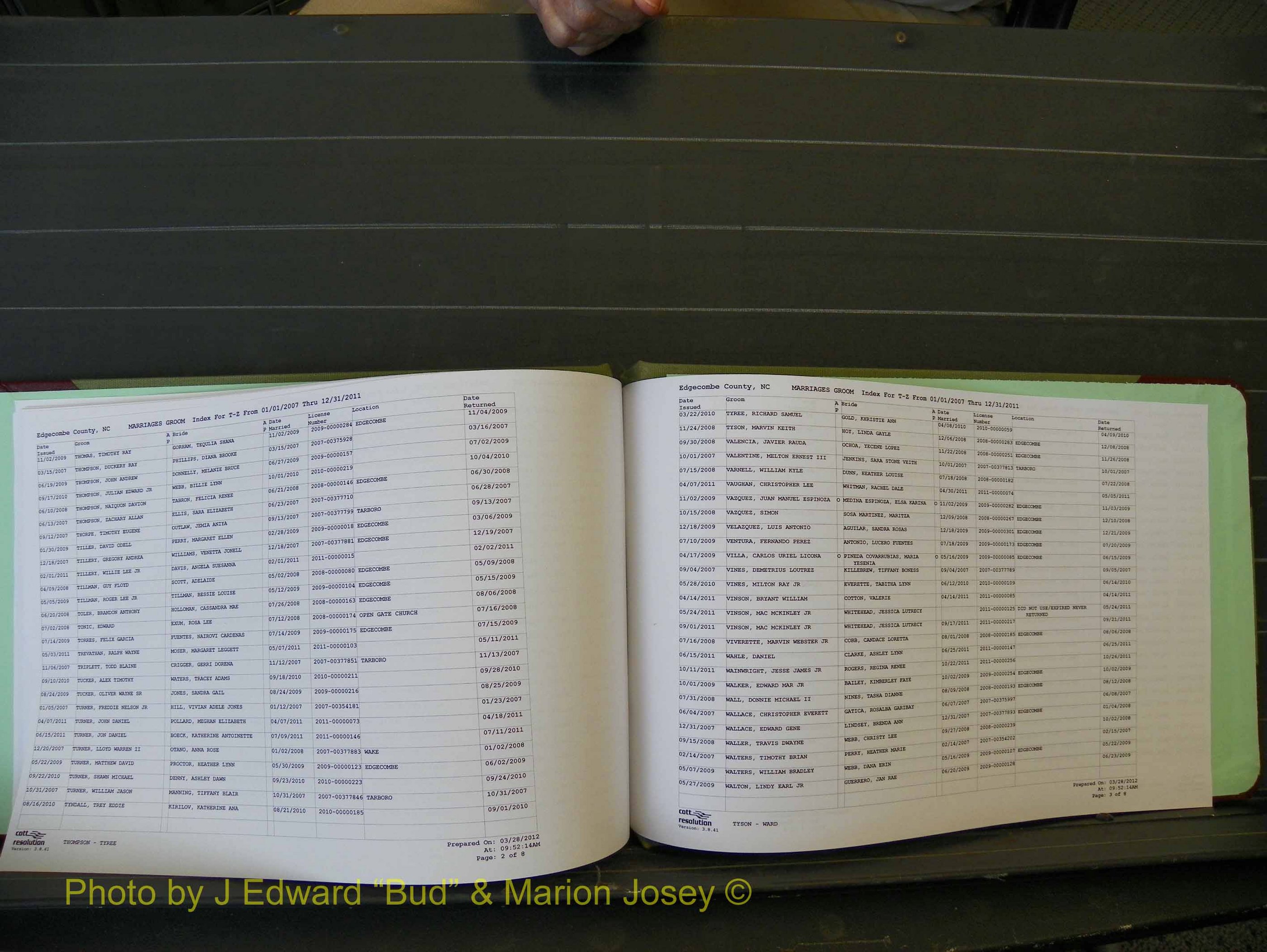 Edgecombe Marriages, A-Z, 2007+ (139).JPG