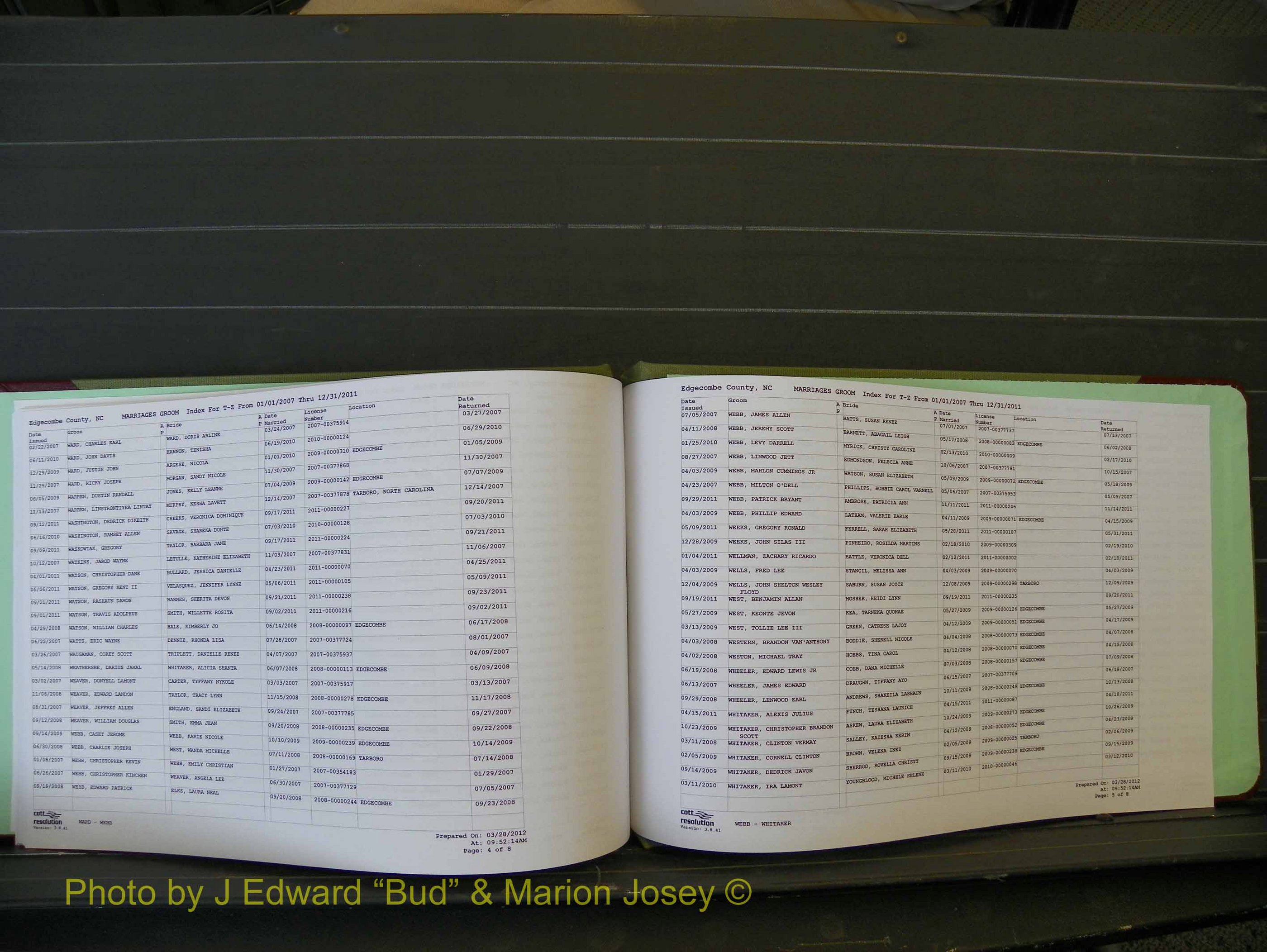 Edgecombe Marriages, A-Z, 2007+ (140).JPG