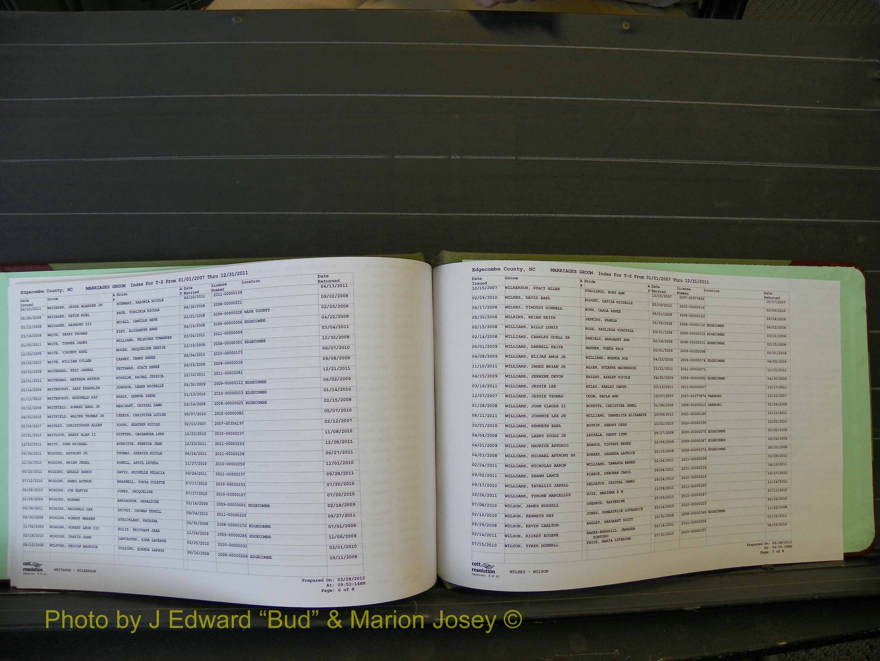 Edgecombe Marriages, A-Z, 2007+ (141).JPG