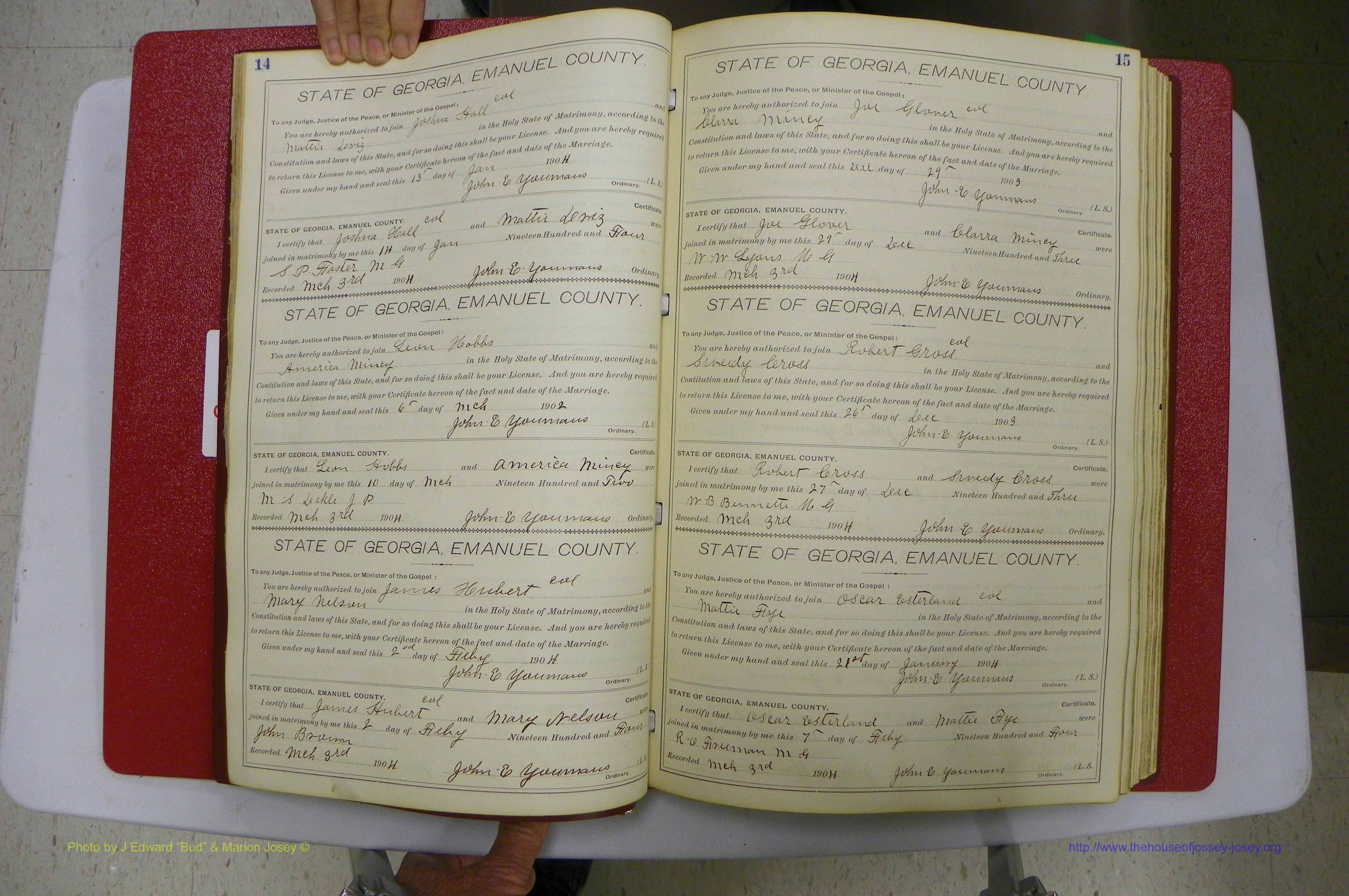 Emanuel Co, GA, Marriages Book D, 1904 - 1915, P 014-015.JPG