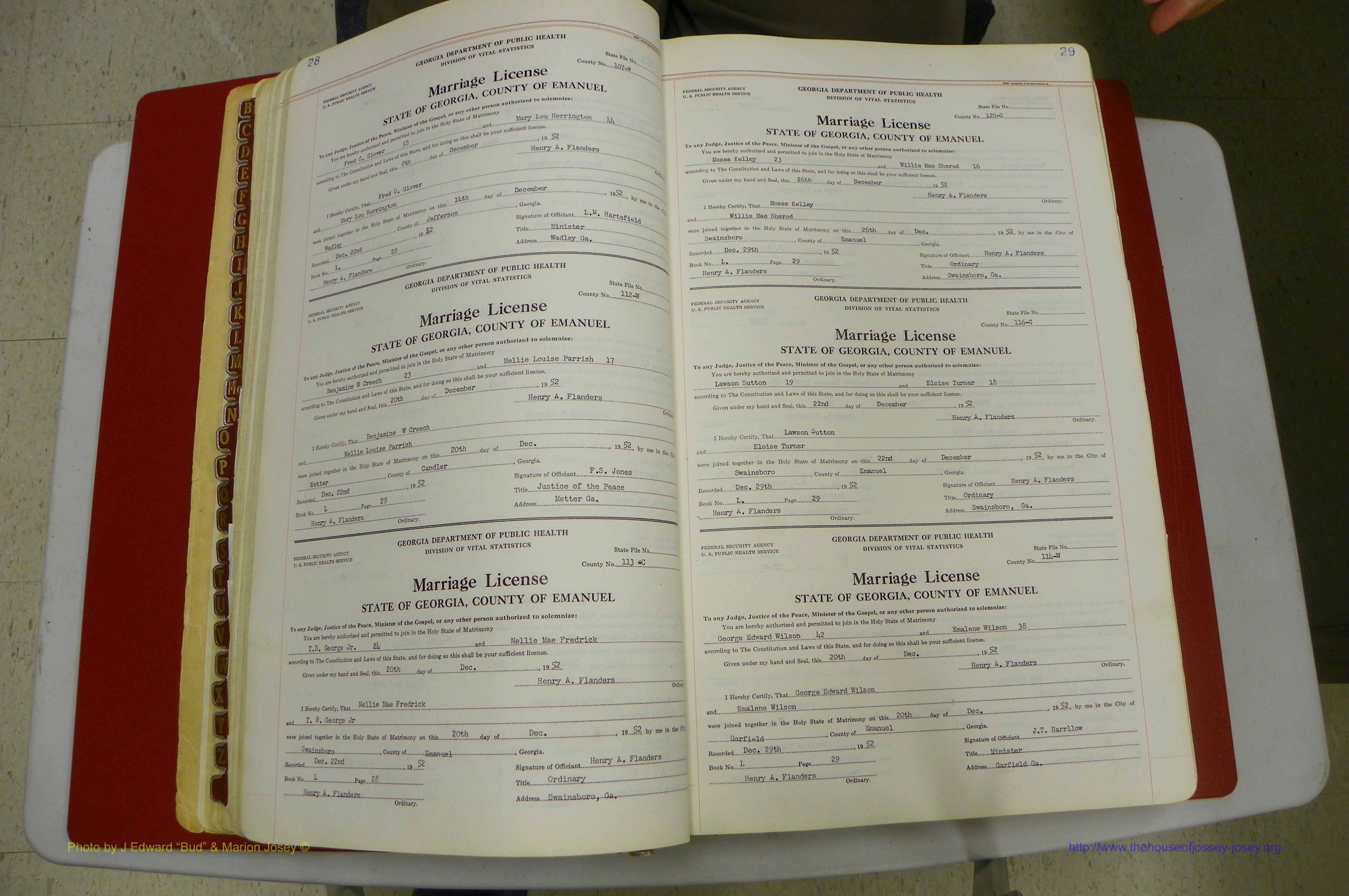 Emanuel Co, GA, Marriages Book L, 1952 - 1962, P 028-029.JPG