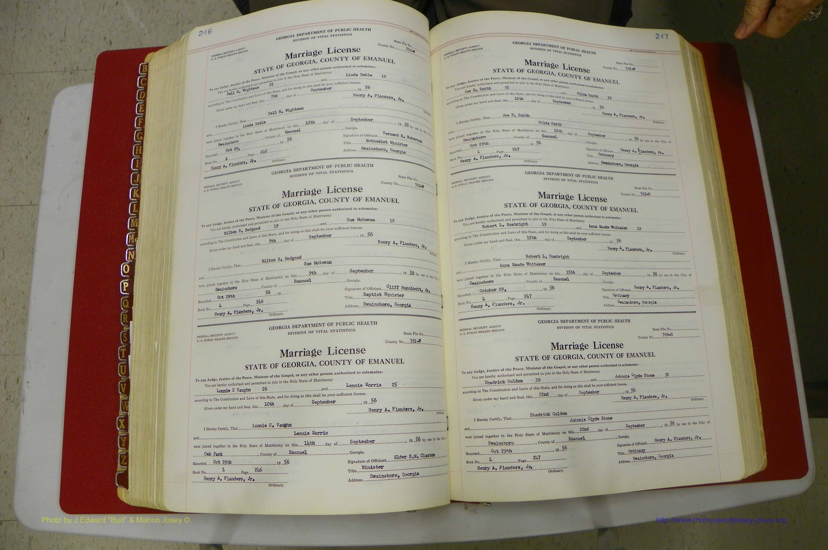 Emanuel Co, GA, Marriages Book L, 1952 - 1962, P 246-247.JPG