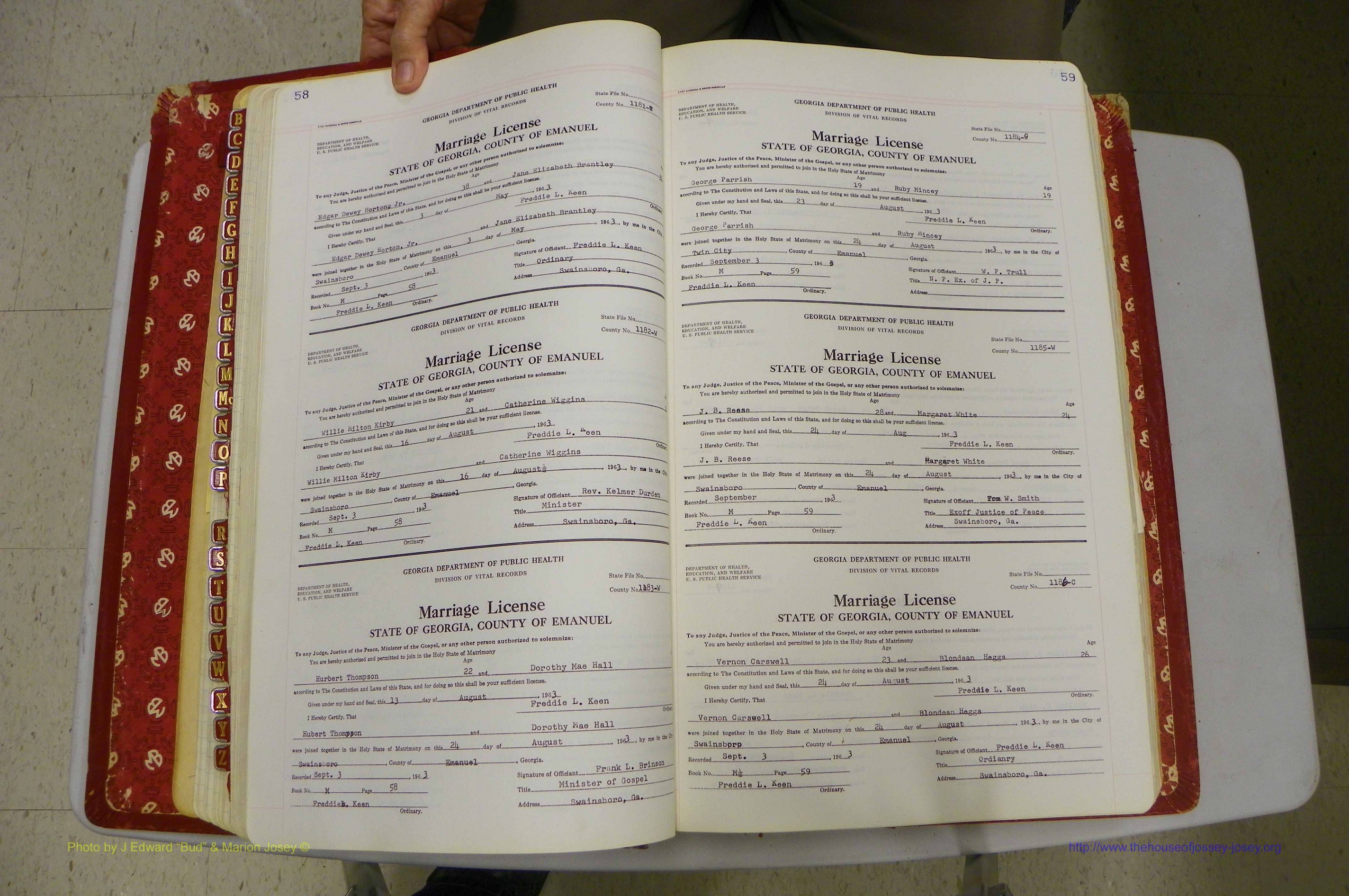 Emanuel Co, GA, Marriages Book M, 1962 - 1974, P 058-059.JPG