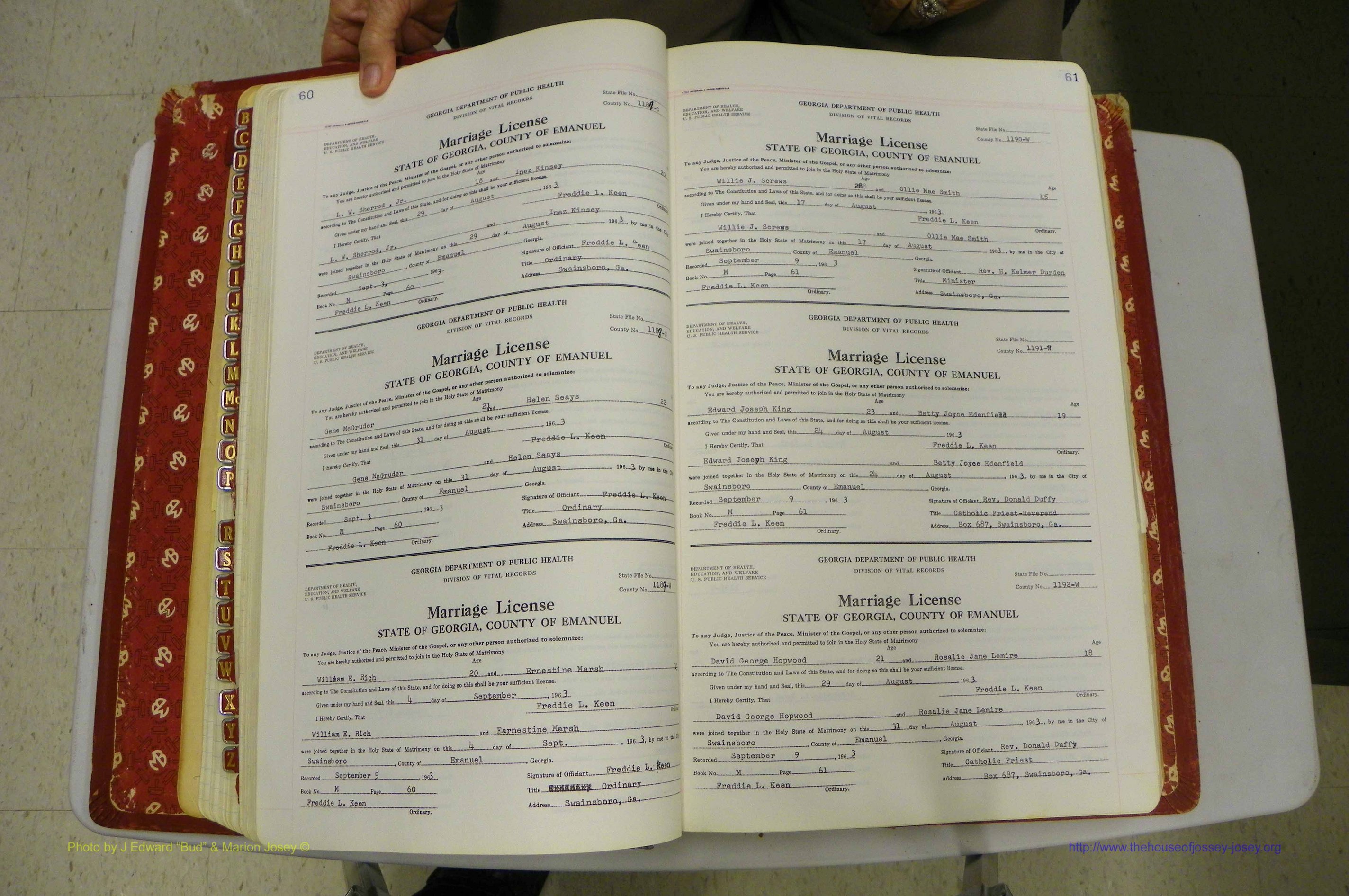 Emanuel Co, GA, Marriages Book M, 1962 - 1974, P 060-061.JPG