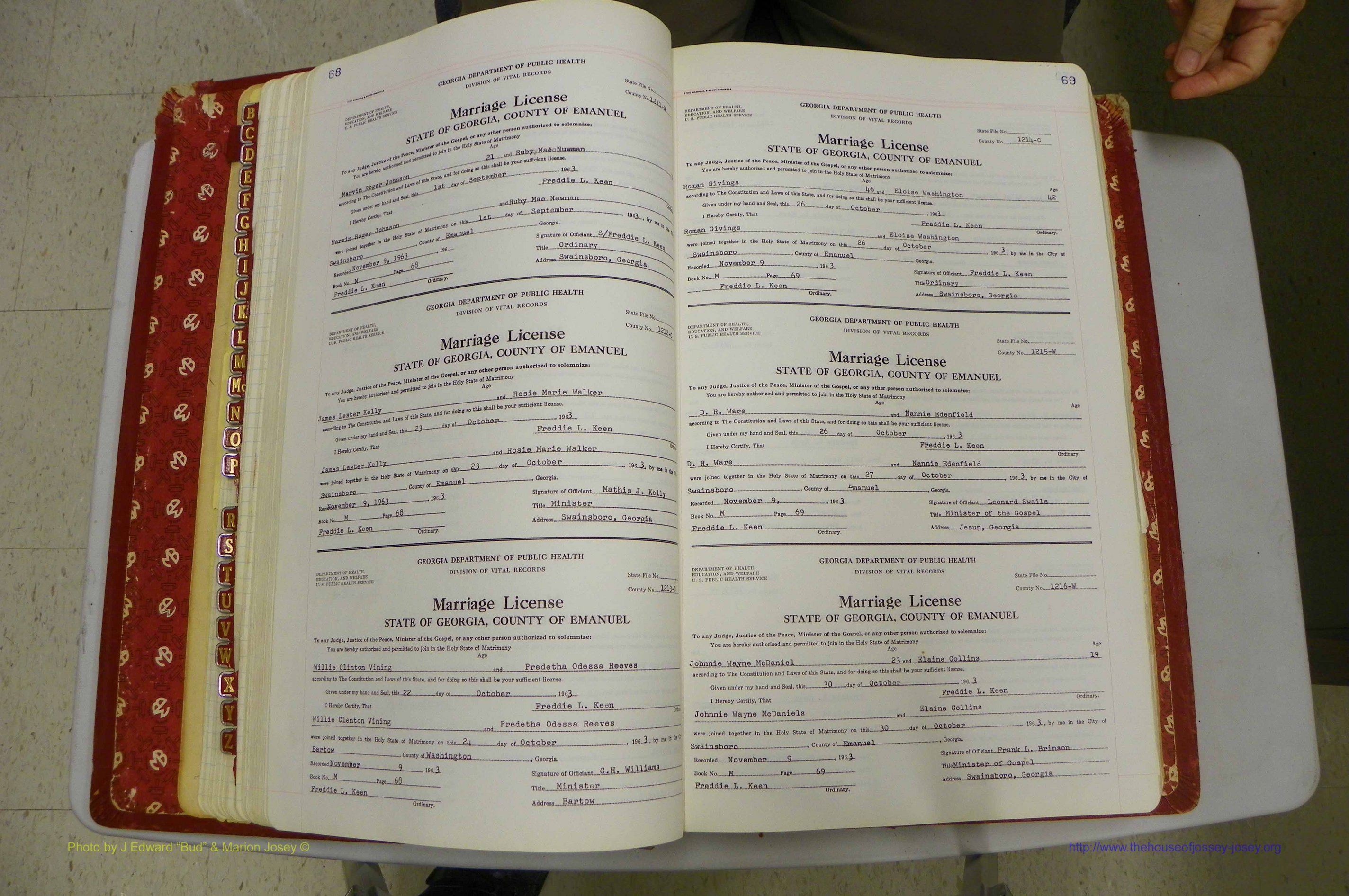 Emanuel Co, GA, Marriages Book M, 1962 - 1974, P 068-069.JPG