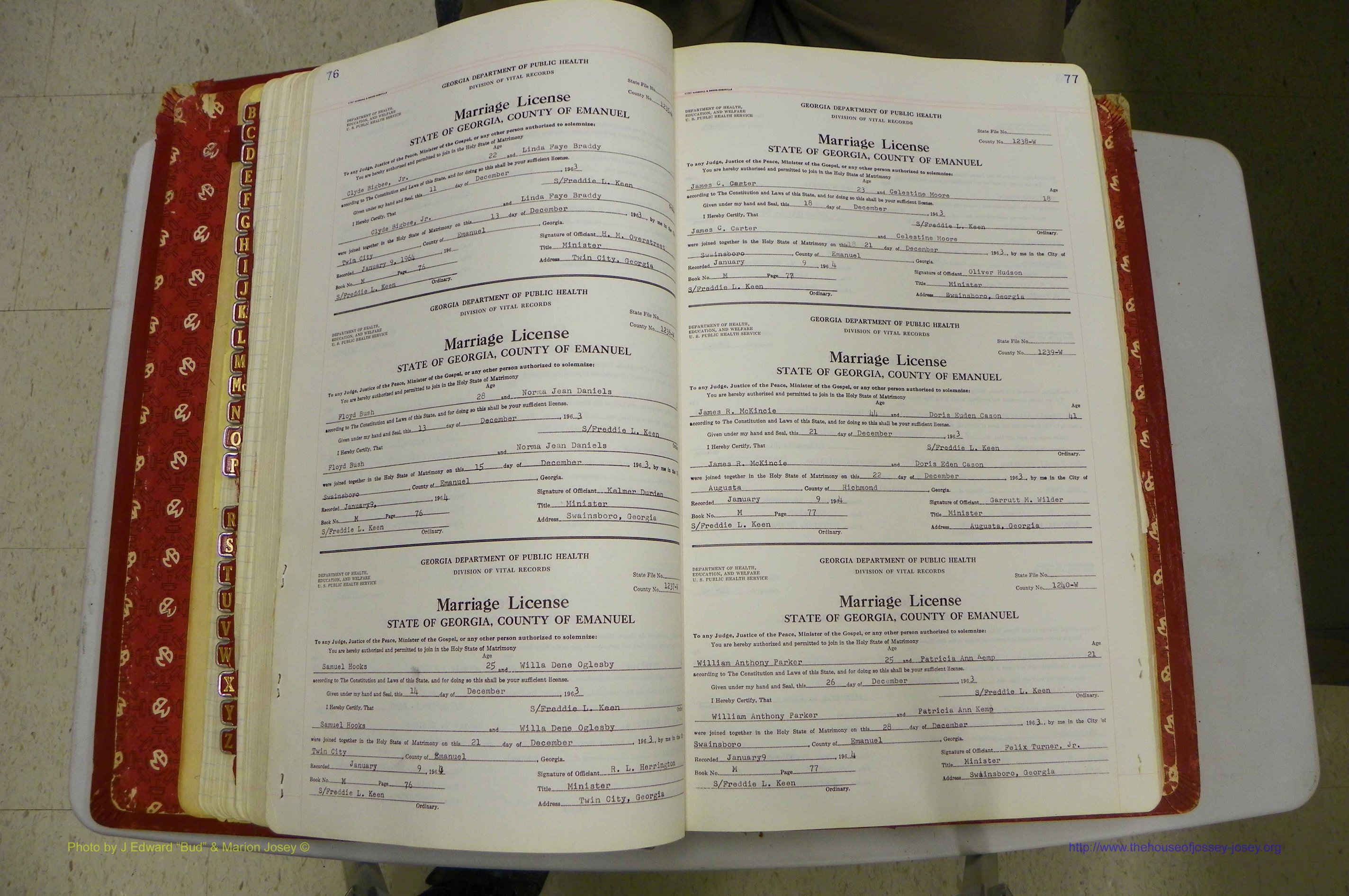 Emanuel Co, GA, Marriages Book M, 1962 - 1974, P 076-077.JPG
