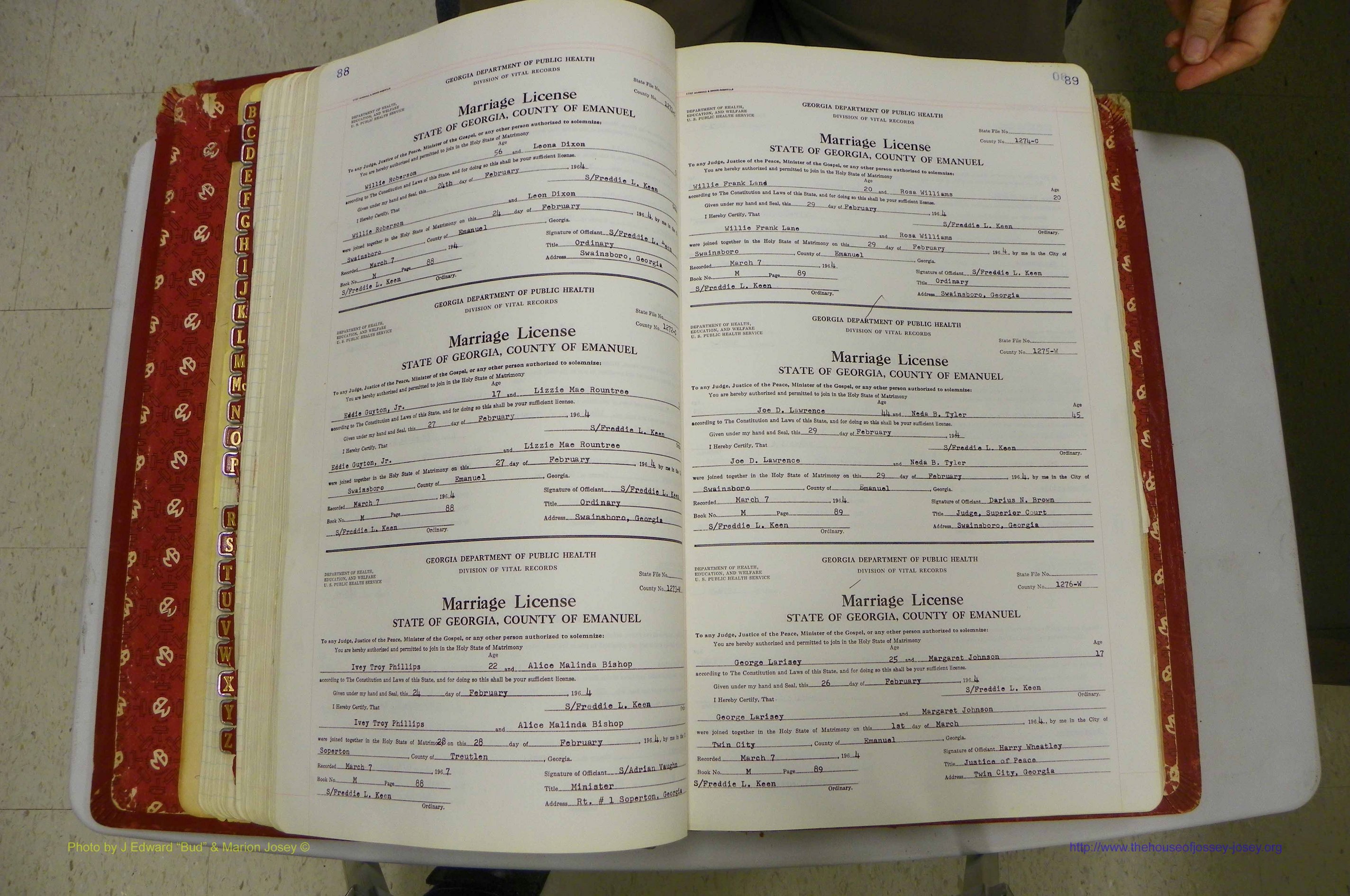 Emanuel Co, GA, Marriages Book M, 1962 - 1974, P 088-089.JPG
