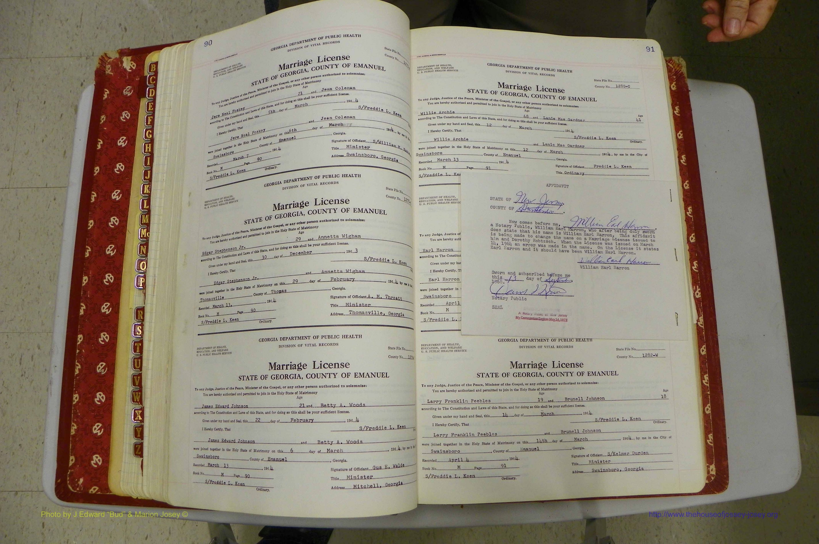 Emanuel Co, GA, Marriages Book M, 1962 - 1974, P 090-091.JPG