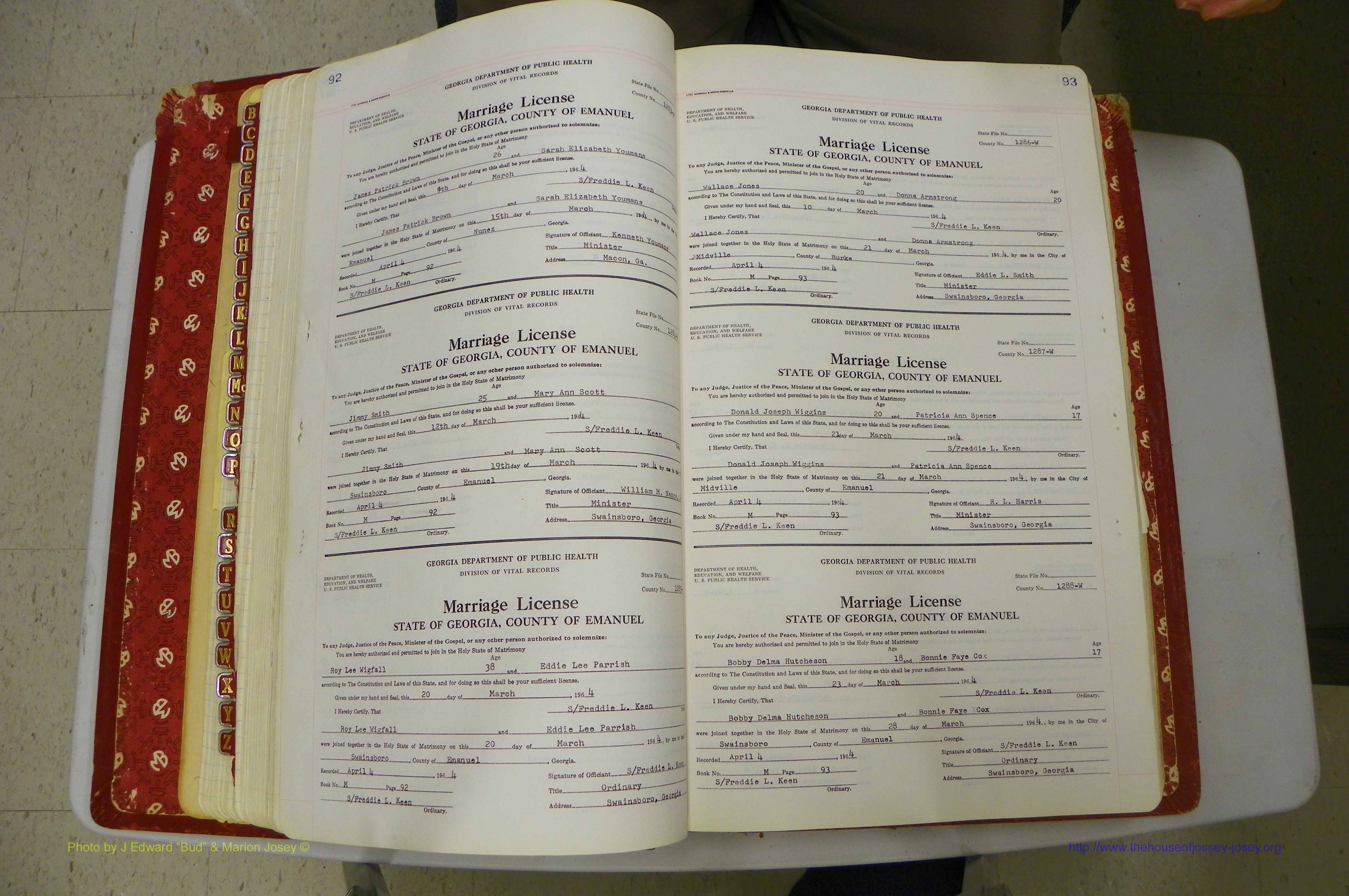 Emanuel Co, GA, Marriages Book M, 1962 - 1974, P 092-093.JPG