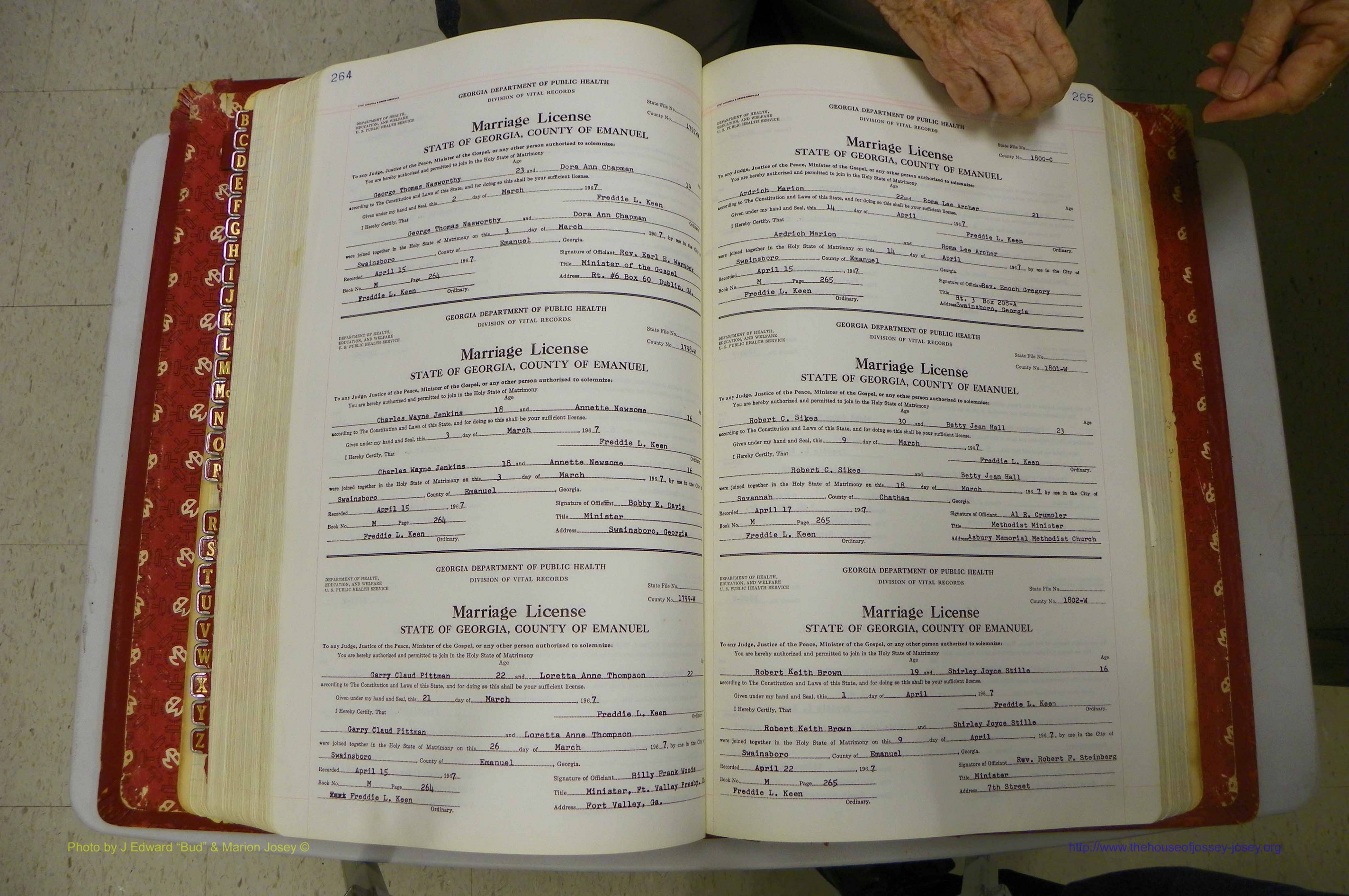 Emanuel Co, GA, Marriages Book M, 1962 - 1974, P 264-265.JPG
